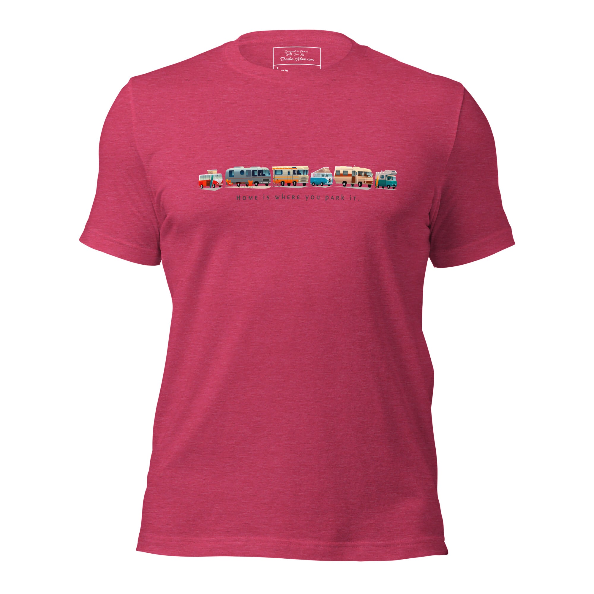 T-shirt en coton unisexe Vintage Campers: Home is where you park it sur couleurs chinées vives