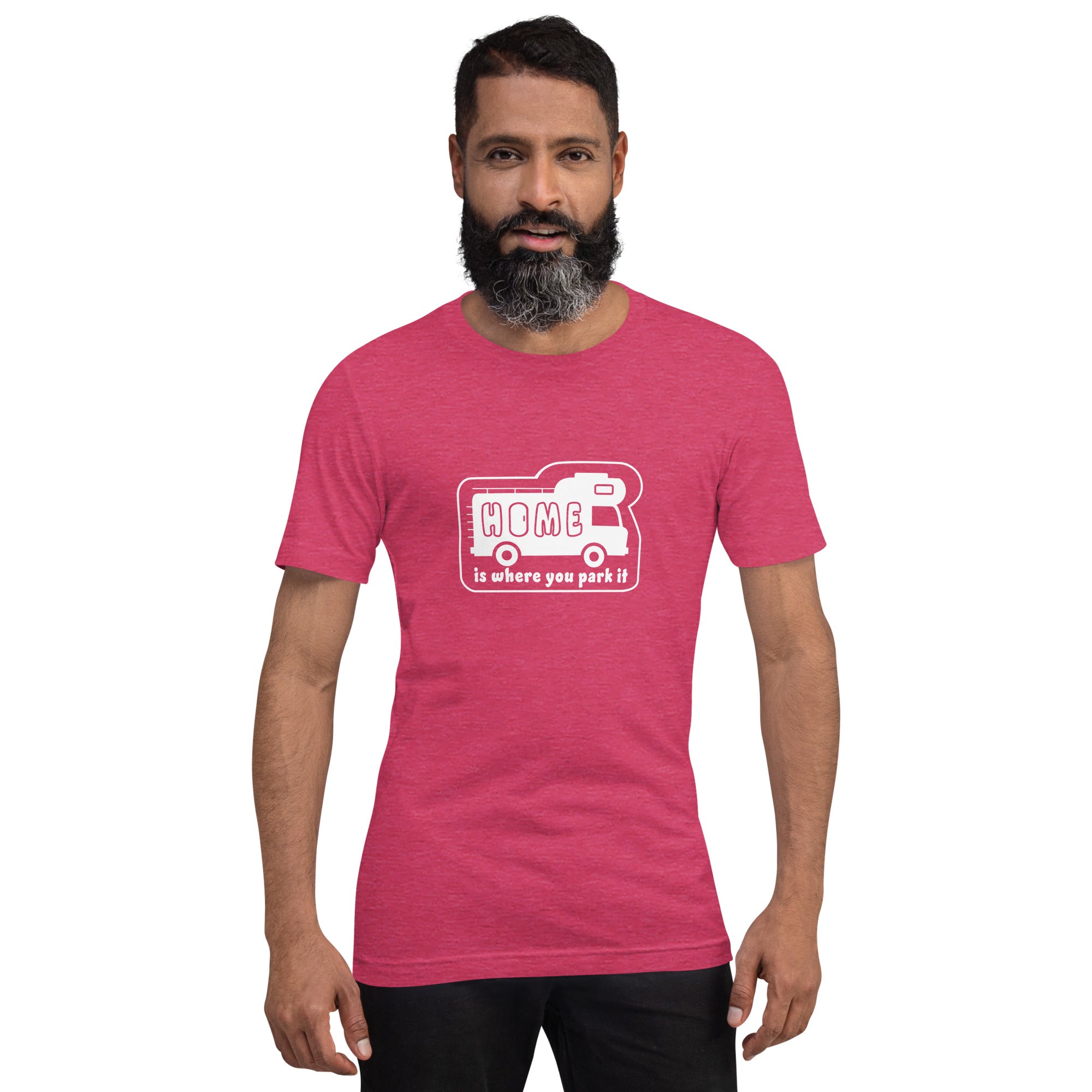 Unisex cotton t-shirt Bold Camper Van on bright heather colors