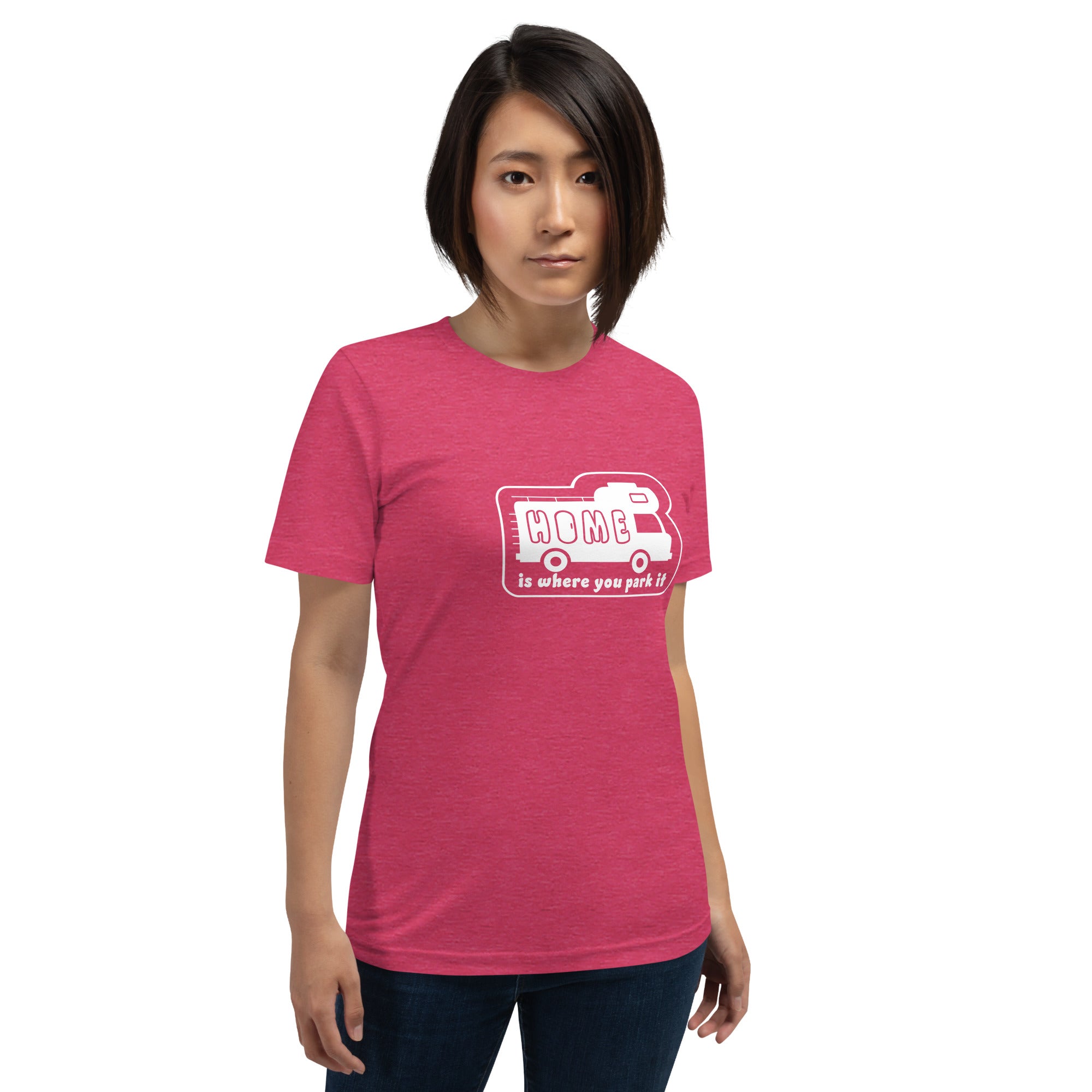 Unisex cotton t-shirt Bold Camper Van on bright heather colors