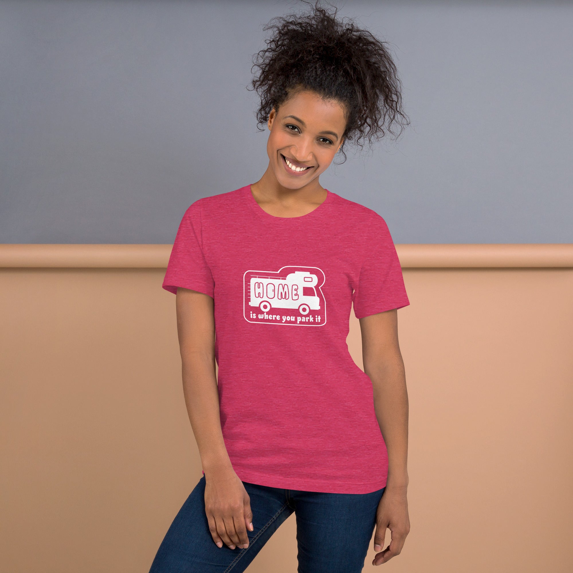 Unisex cotton t-shirt Bold Camper Van on bright heather colors