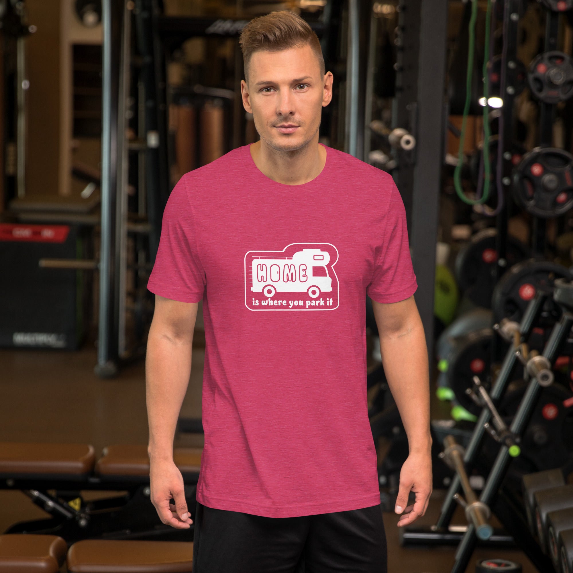 Unisex cotton t-shirt Bold Camper Van on bright heather colors