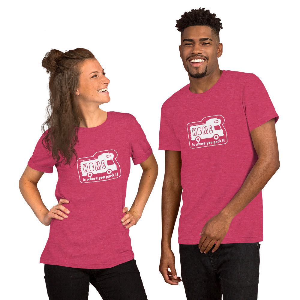 Unisex cotton t-shirt Bold Camper Van on bright heather colors