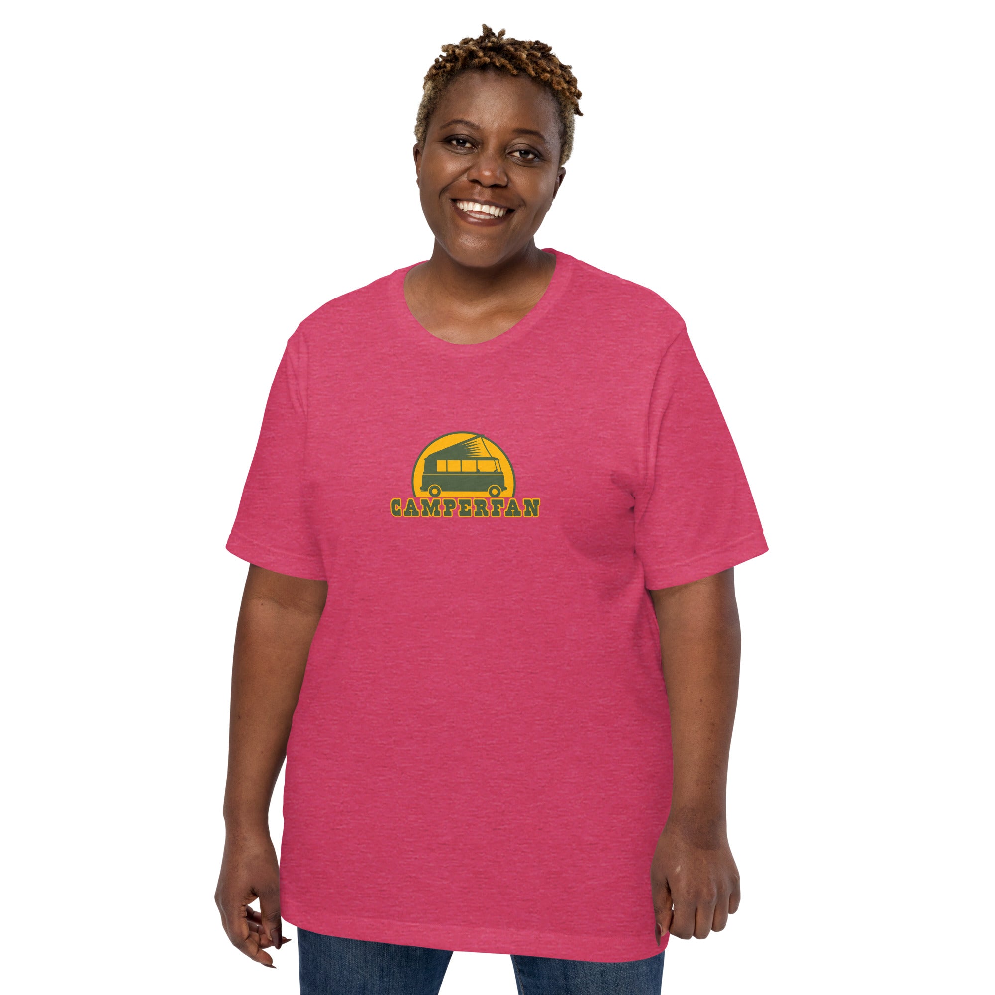 Unisex t-shirt Camperfan on bright heather colors