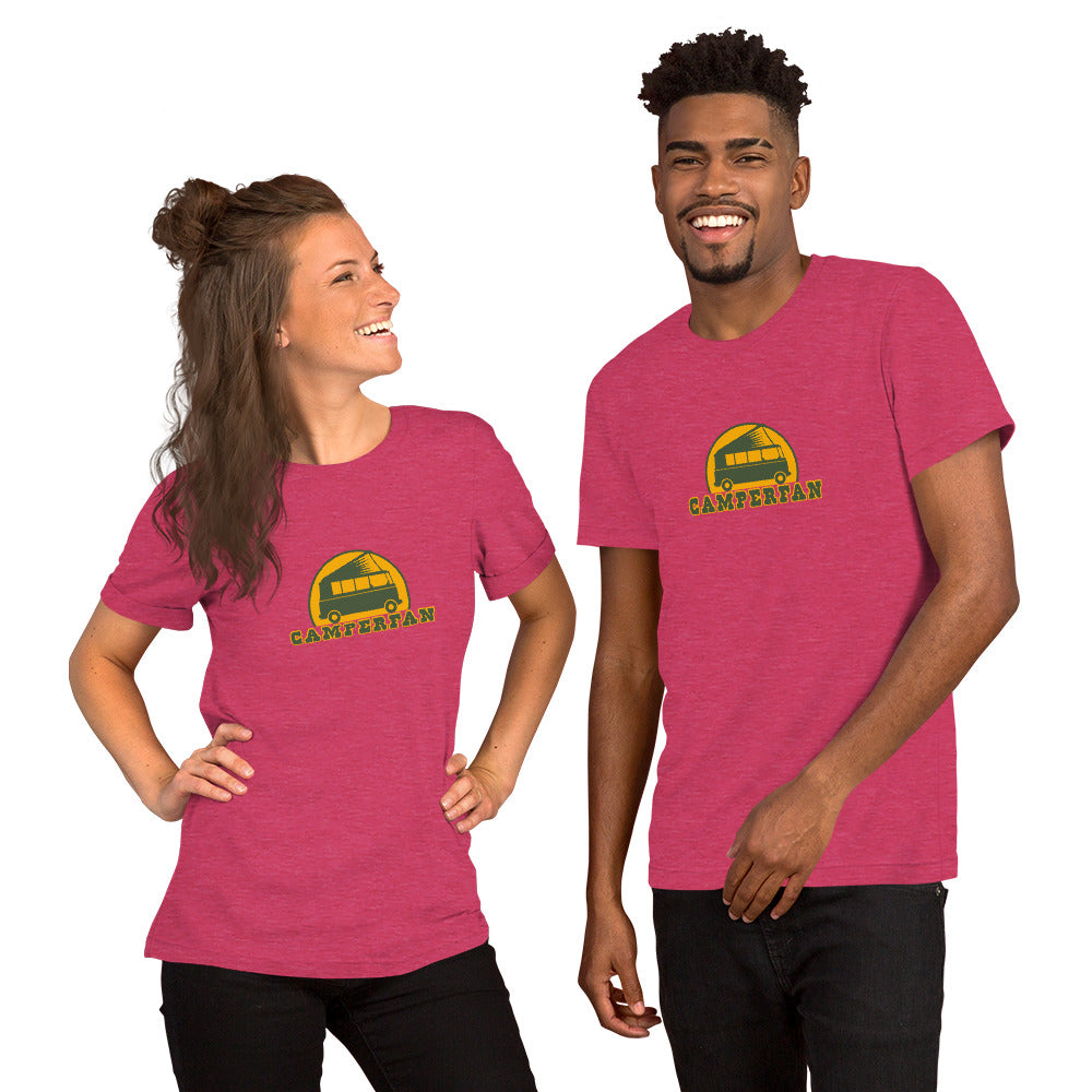 Unisex t-shirt Camperfan on bright heather colors