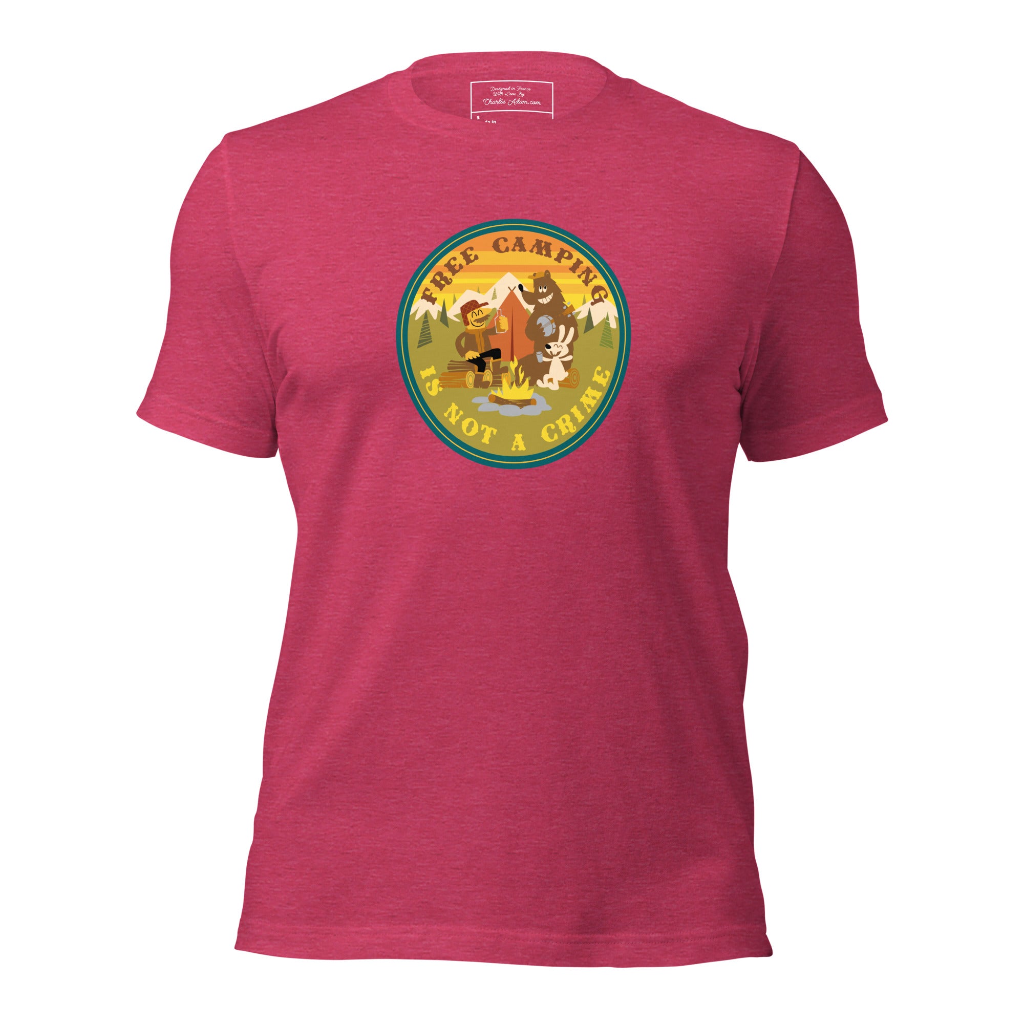 Unisex t-shirt Free camping is not a crime on bright heather colors