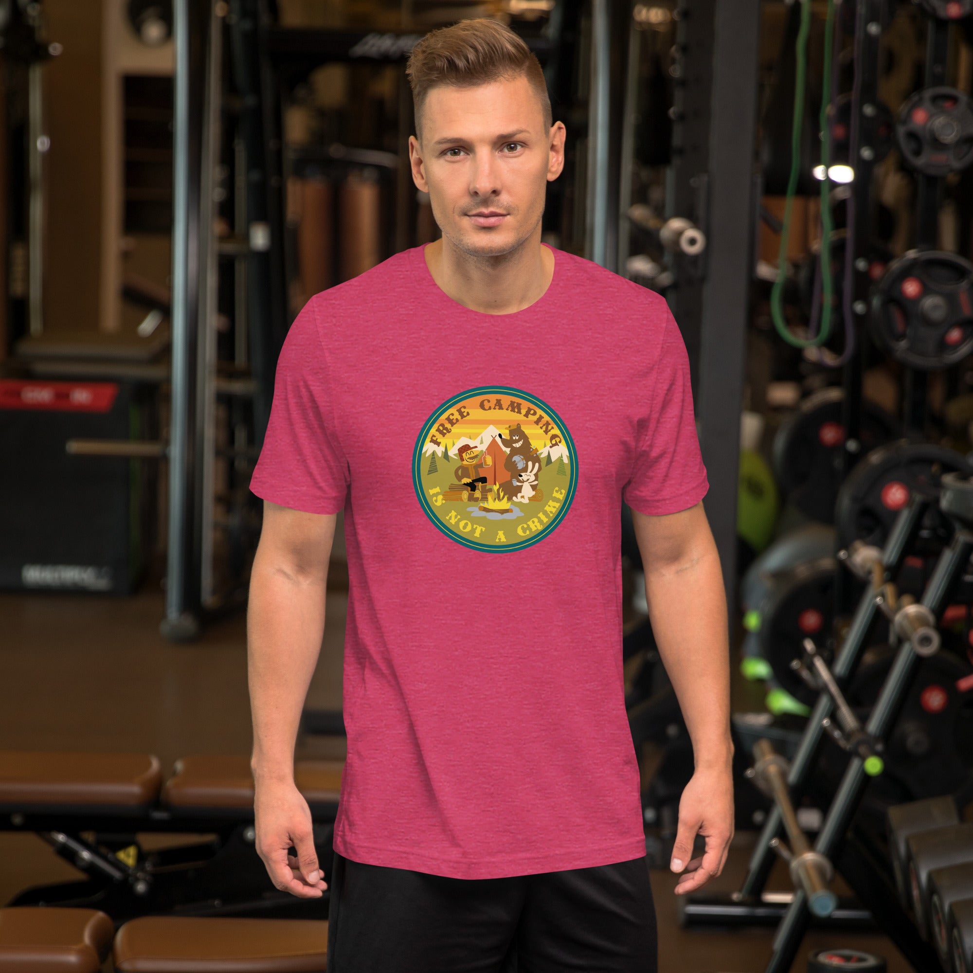 Unisex t-shirt Free camping is not a crime on bright heather colors