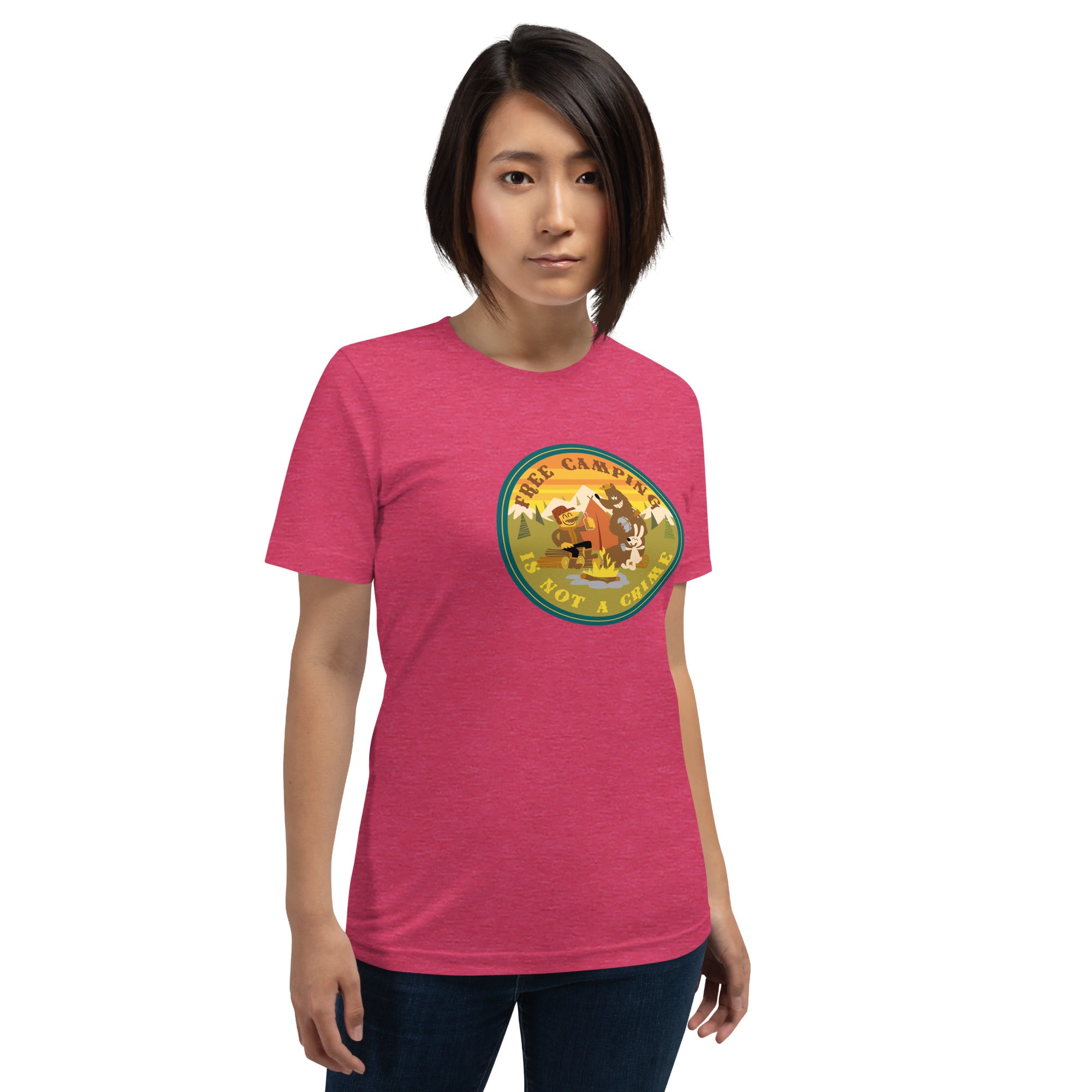 Unisex t-shirt Free camping is not a crime on bright heather colors