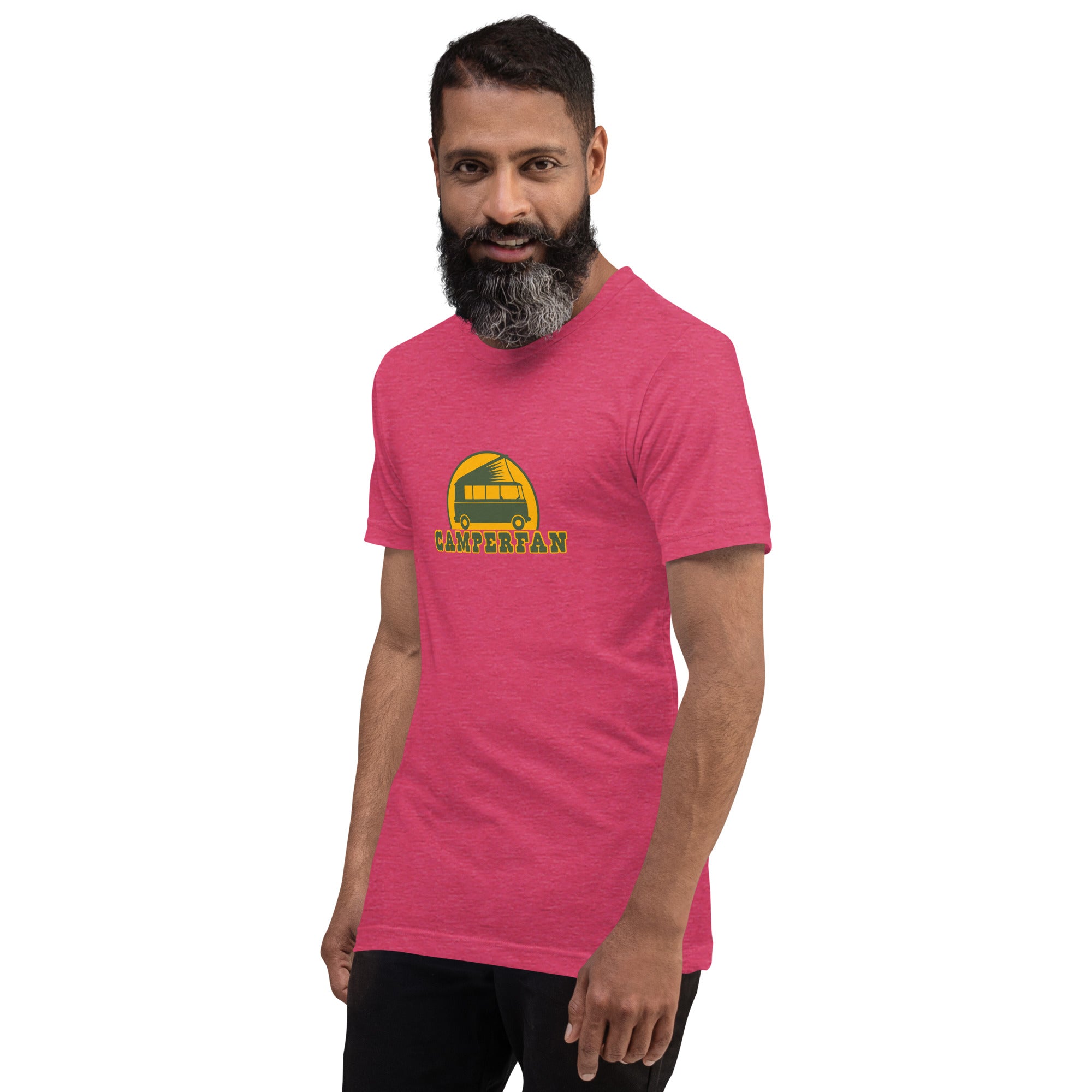 Unisex t-shirt Camperfan on bright heather colors