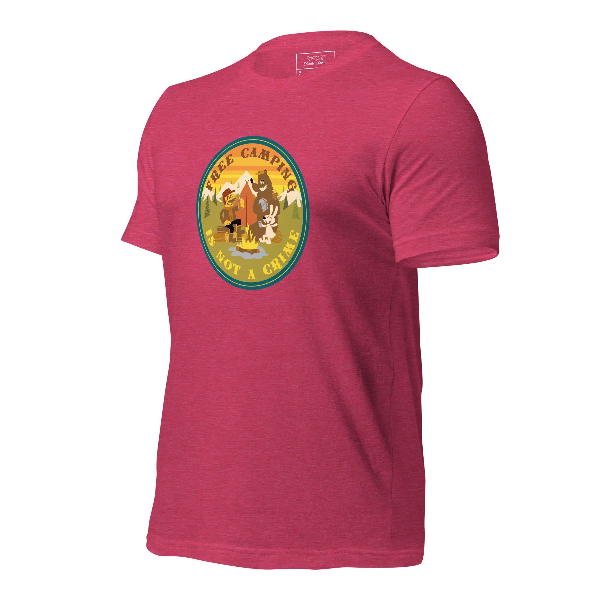 Unisex t-shirt Free camping is not a crime on bright heather colors