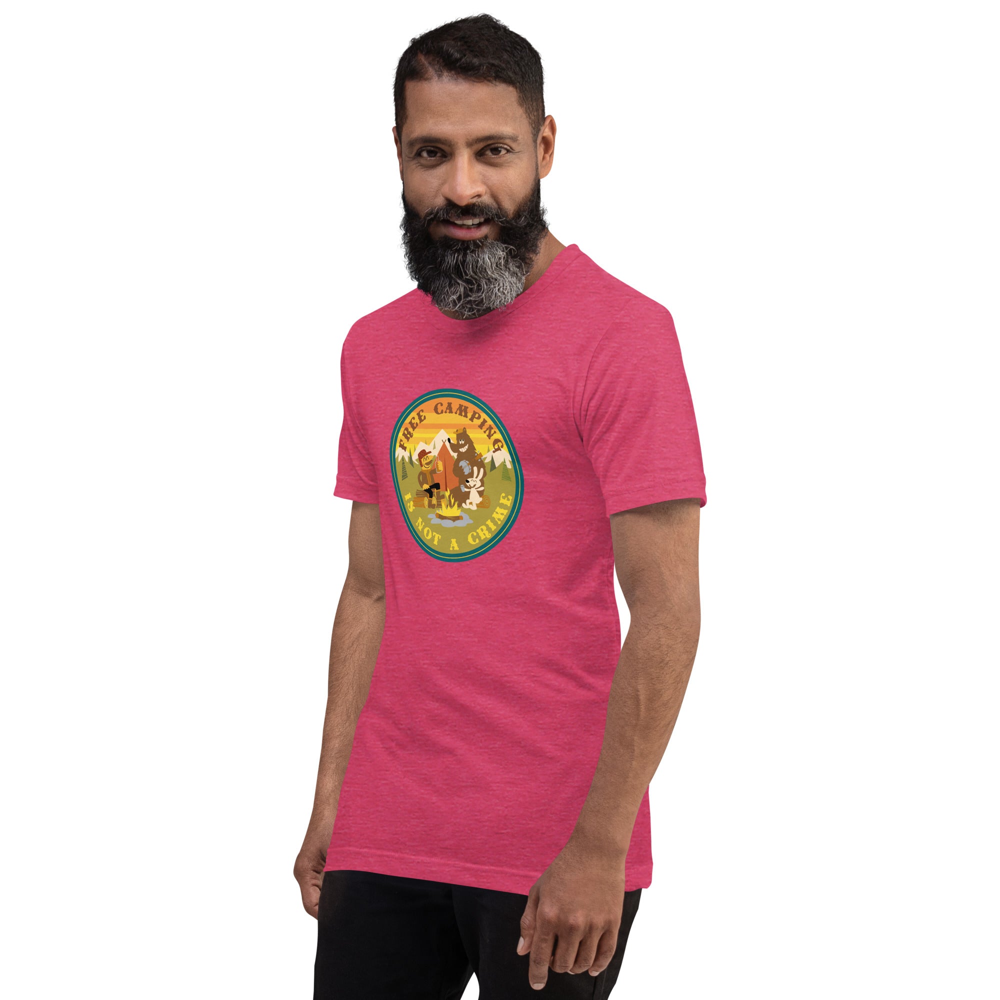 Unisex t-shirt Free camping is not a crime on bright heather colors