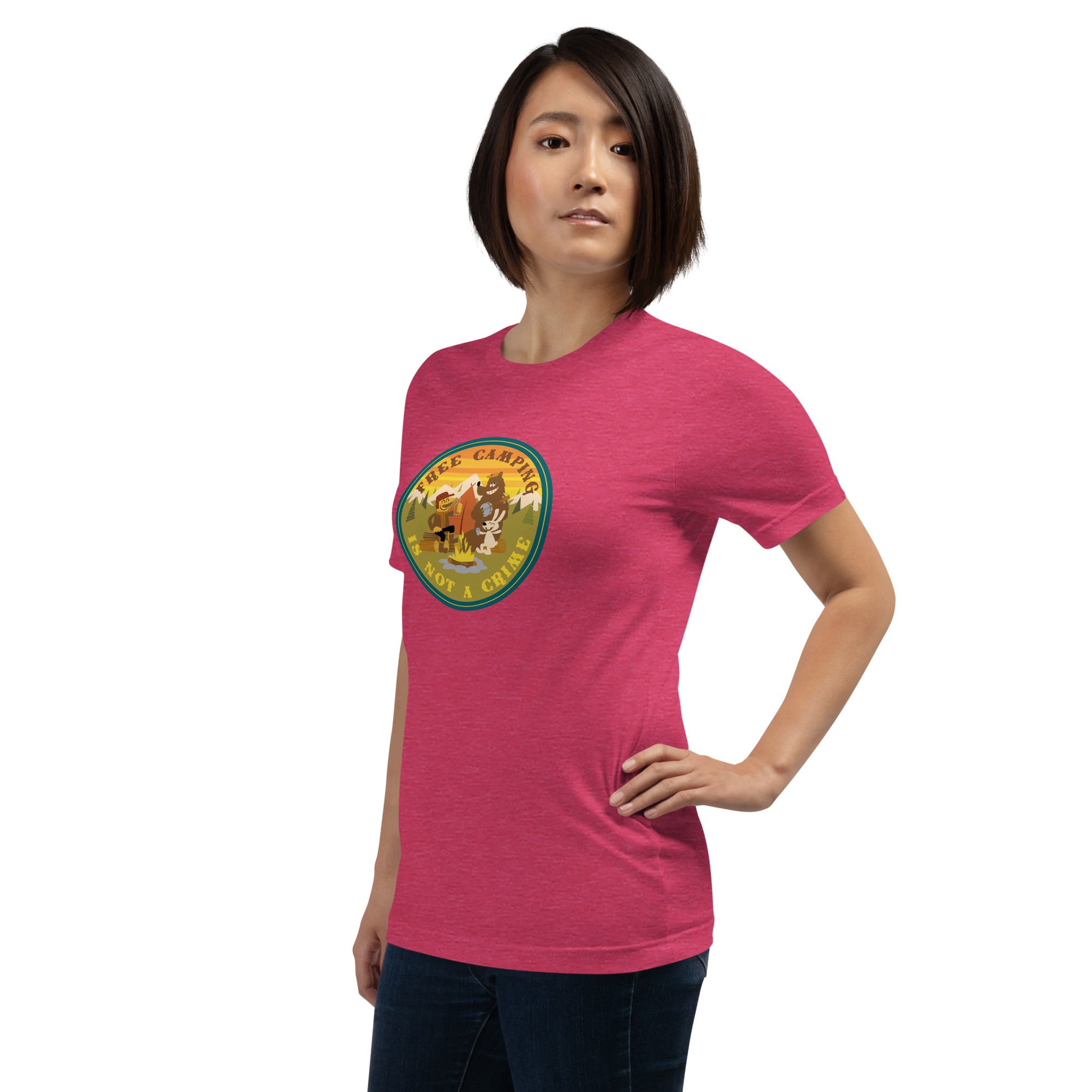 Unisex t-shirt Free camping is not a crime on bright heather colors