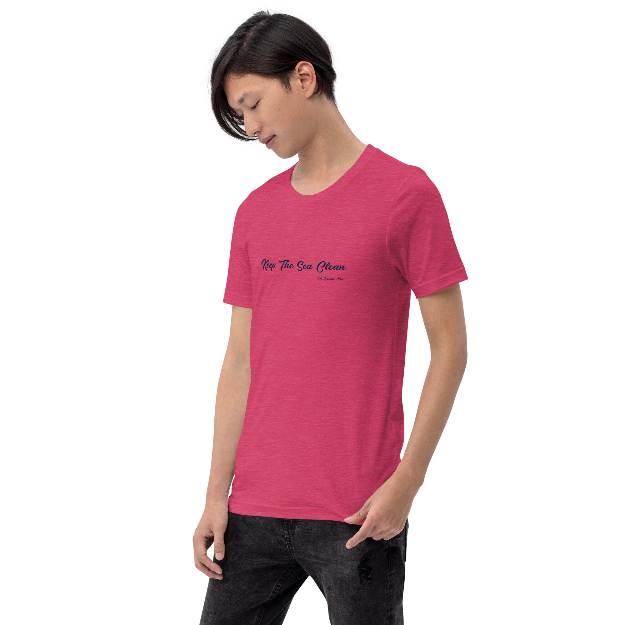 Unisex cotton t-shirt Keep The Sea Clean on bright heather colors