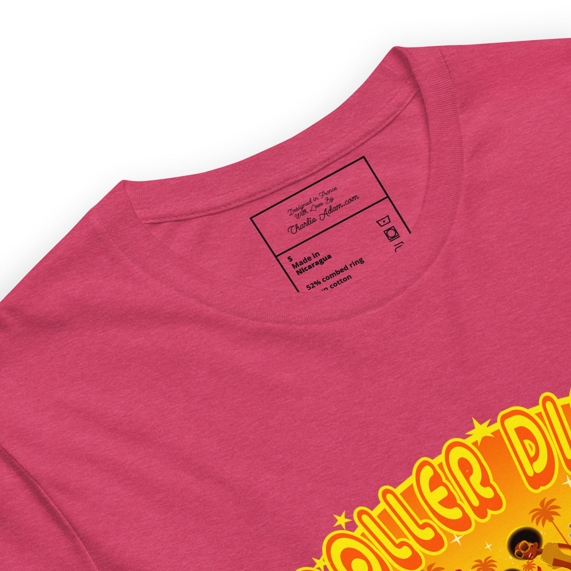 T-shirt en coton unisexe Roller Disco 1975 sur couleurs vives