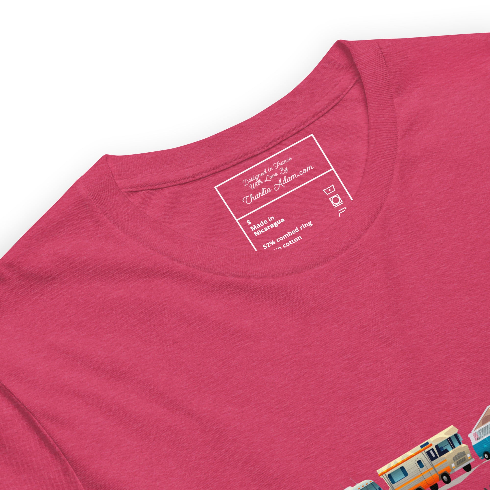 T-shirt en coton unisexe Vintage Campers: Home is where you park it sur couleurs chinées vives