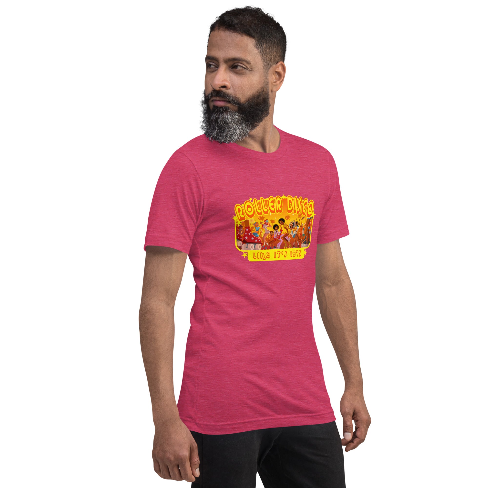 T-shirt en coton unisexe Roller Disco 1975 sur couleurs vives