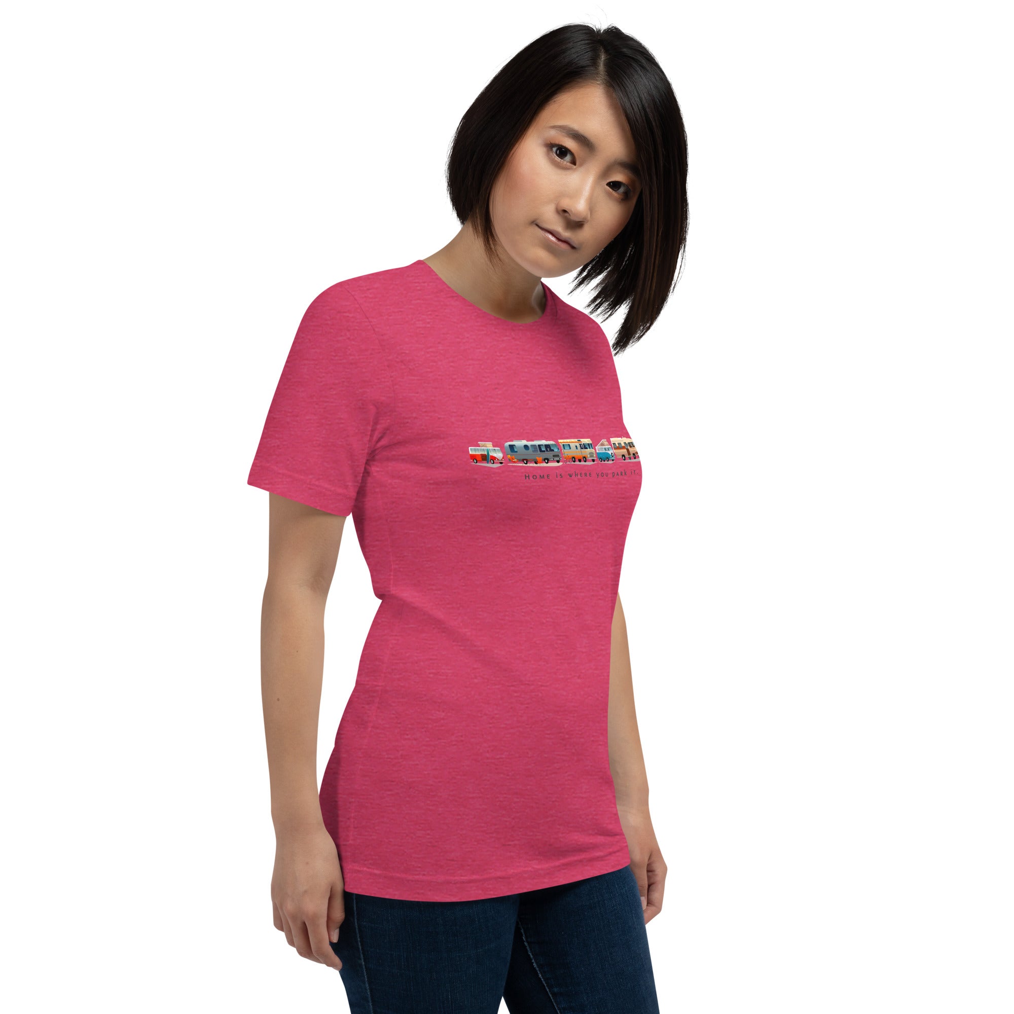 T-shirt en coton unisexe Vintage Campers: Home is where you park it sur couleurs chinées vives