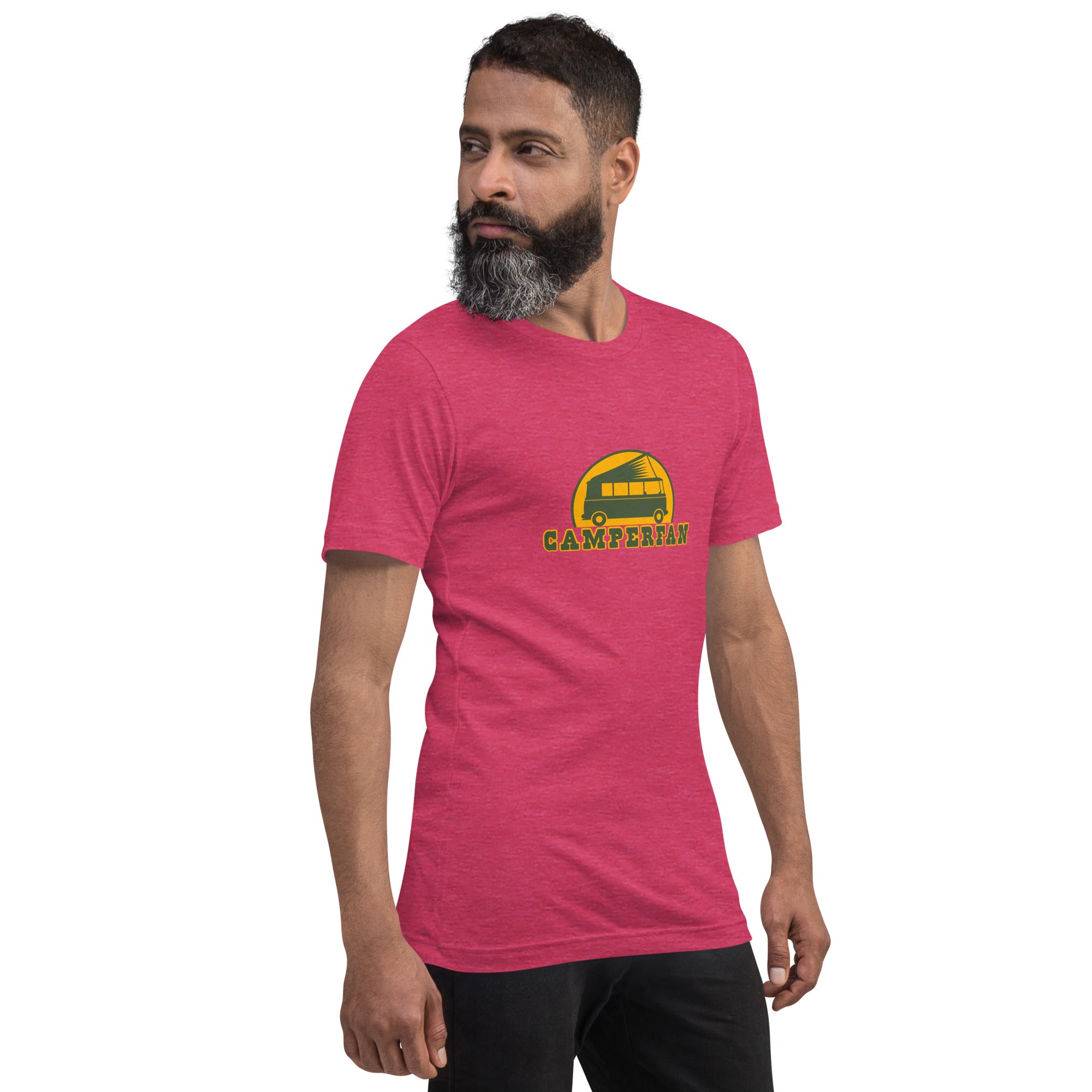 Unisex t-shirt Camperfan on bright heather colors