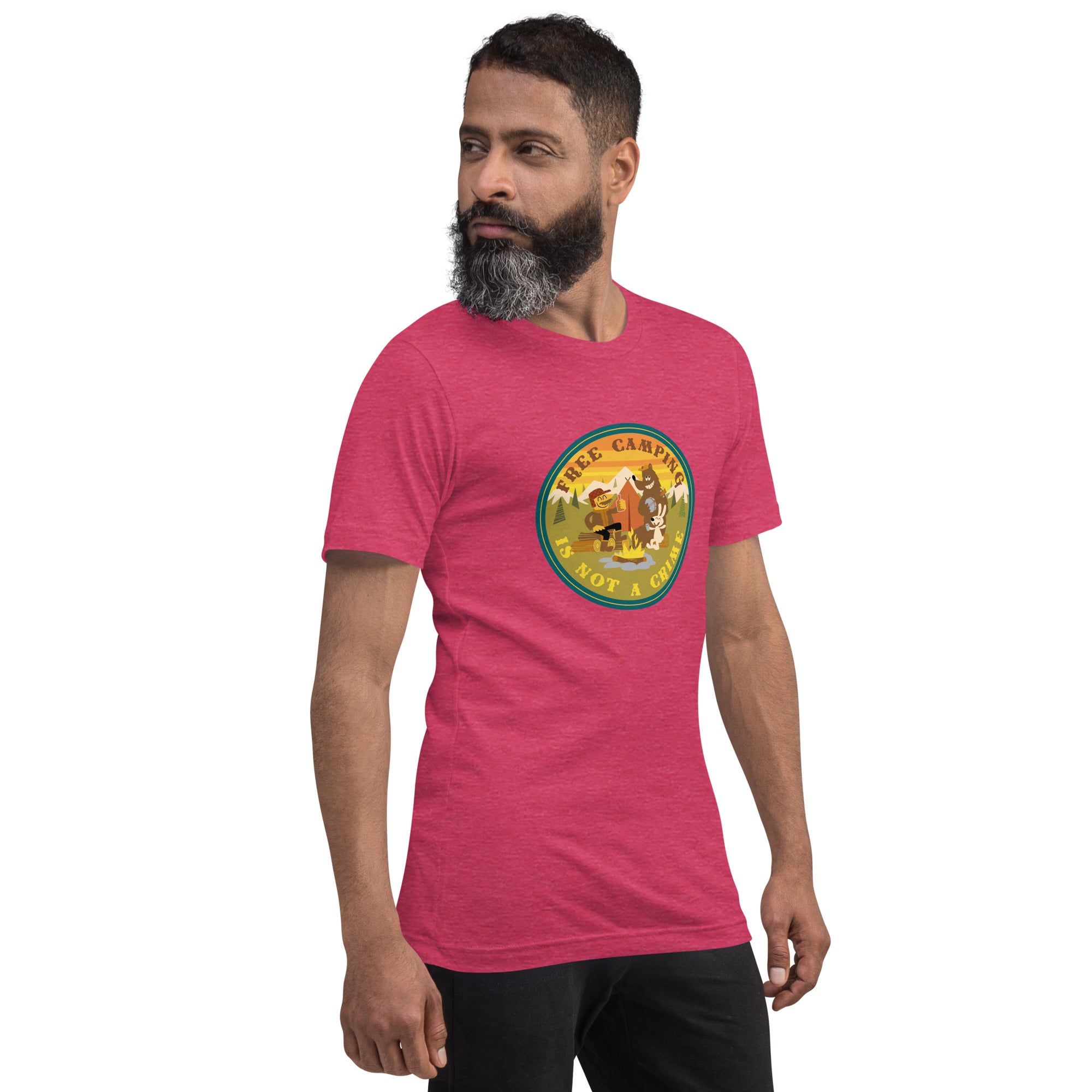 Unisex t-shirt Free camping is not a crime on bright heather colors