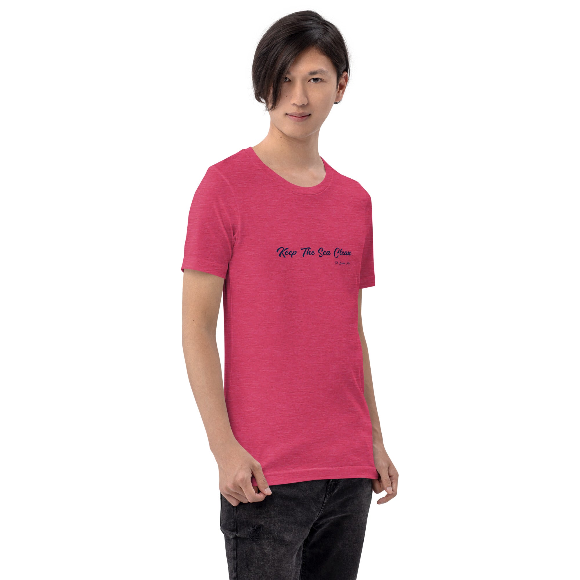 Unisex cotton t-shirt Keep The Sea Clean on bright heather colors