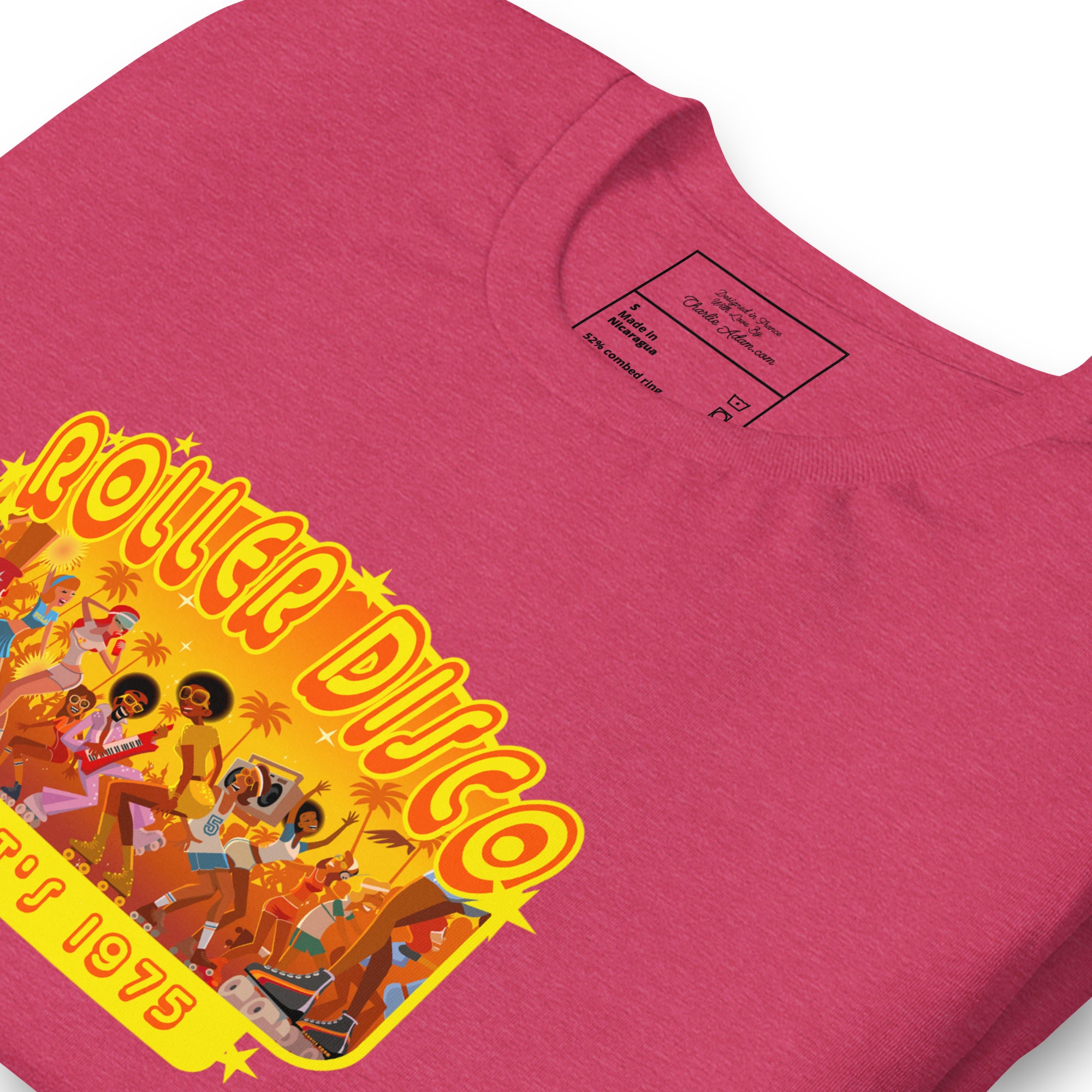 T-shirt en coton unisexe Roller Disco 1975 sur couleurs vives