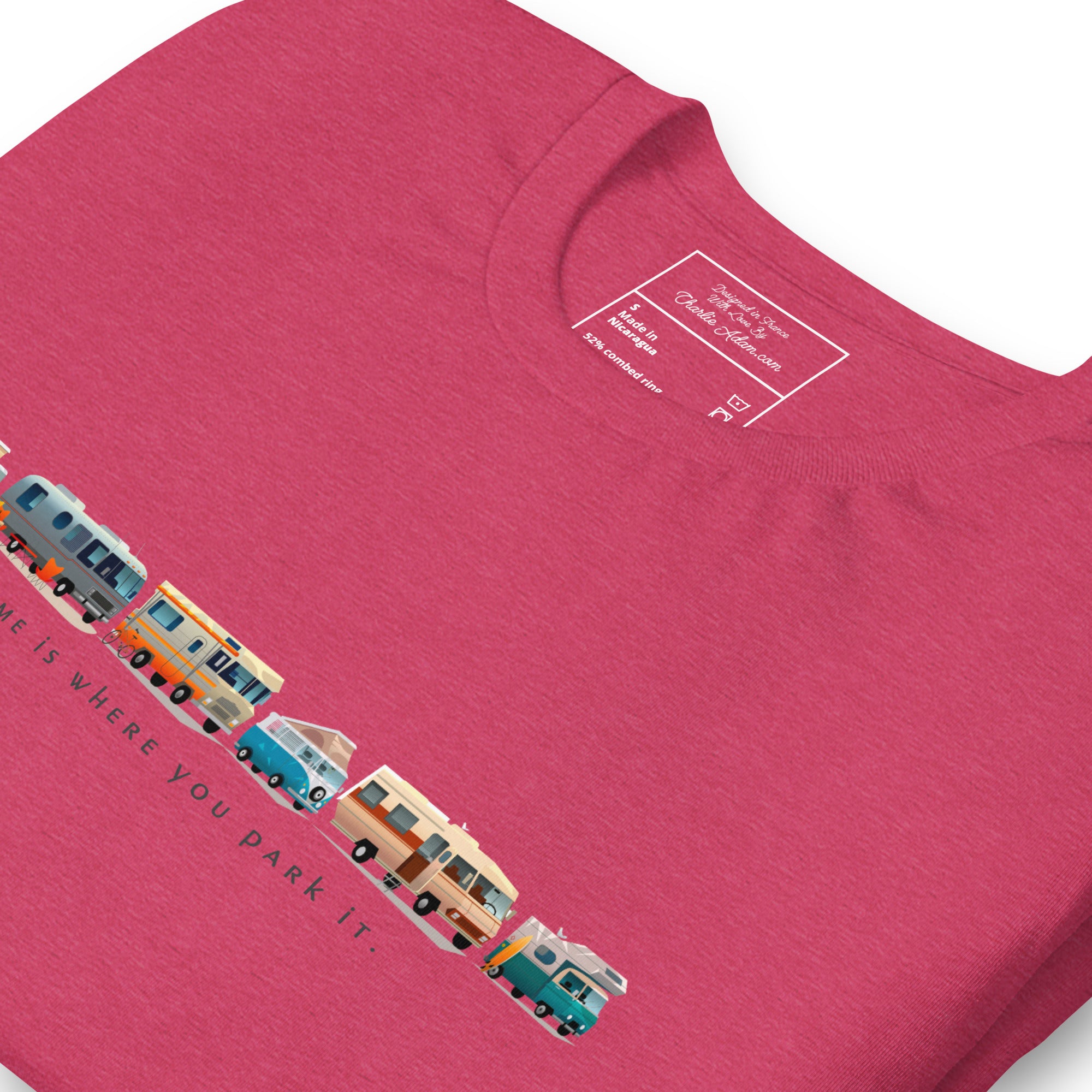 T-shirt en coton unisexe Vintage Campers: Home is where you park it sur couleurs chinées vives