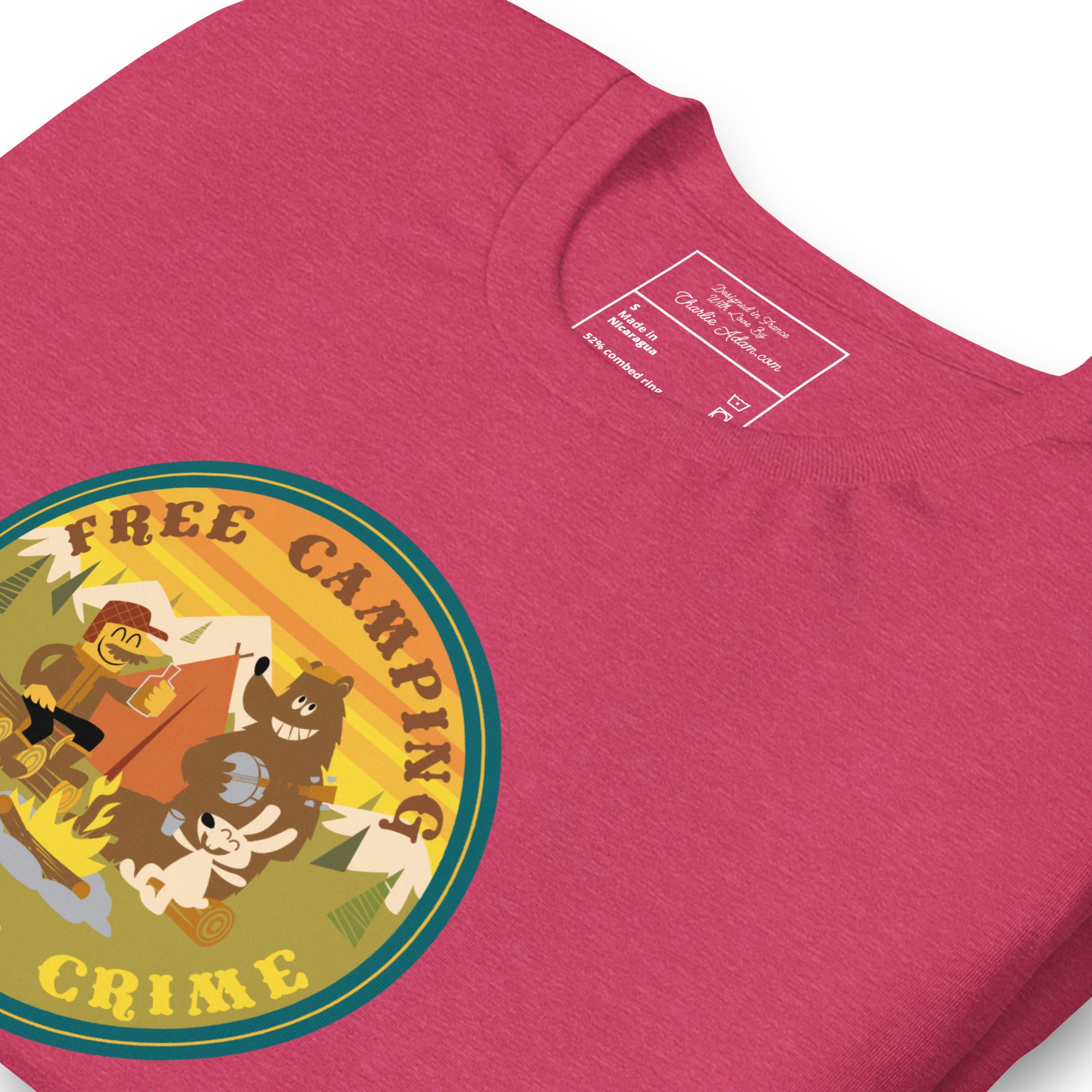 Unisex t-shirt Free camping is not a crime on bright heather colors