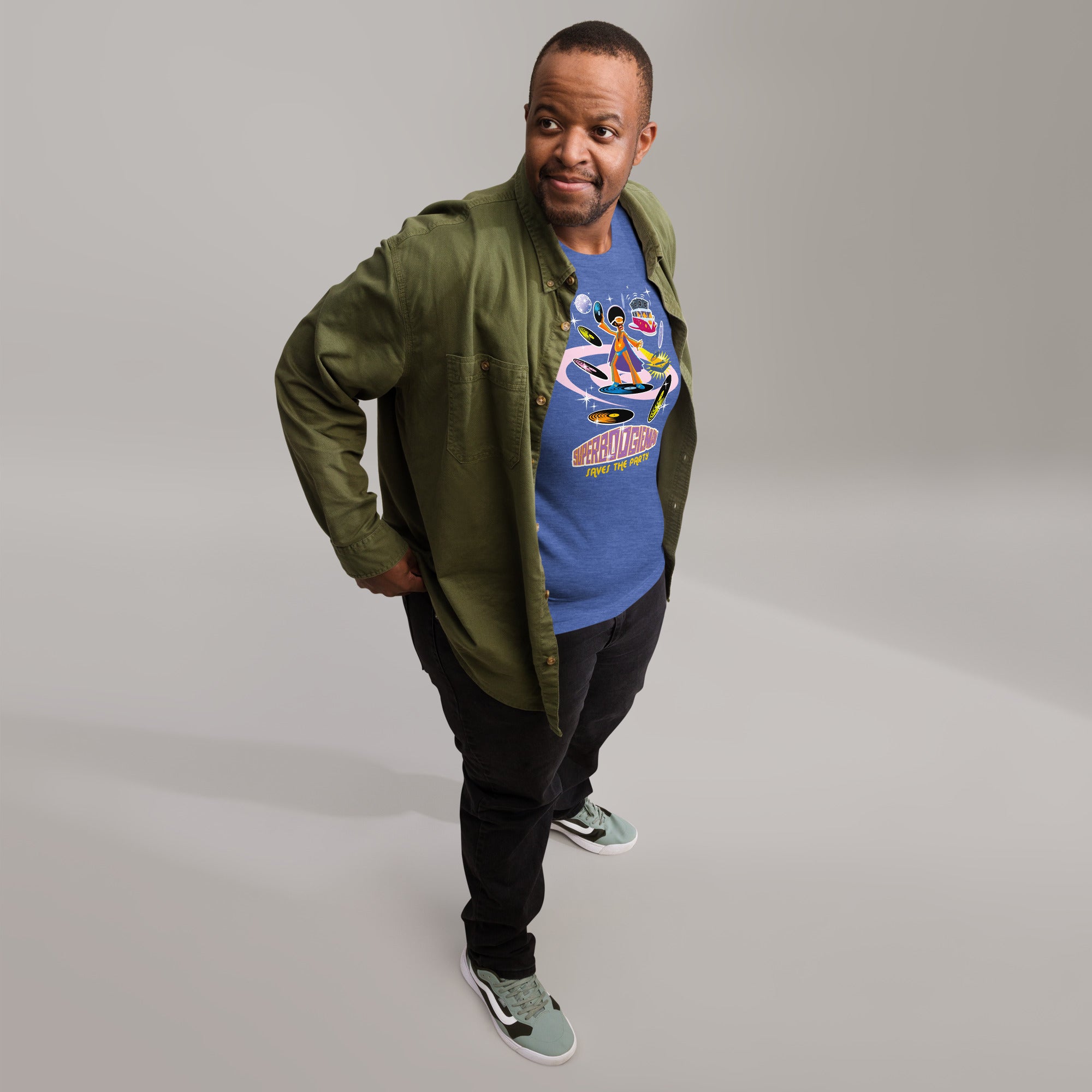 Unisex t-shirt Superboogieman saves the Party on dark heather colors