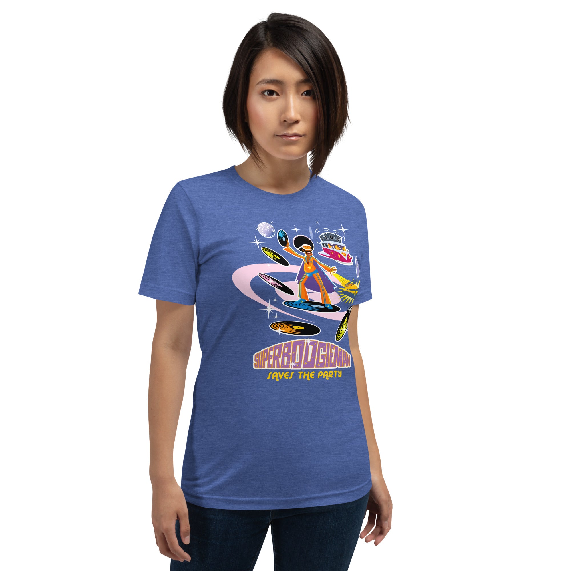 Unisex t-shirt Superboogieman saves the Party on dark heather colors