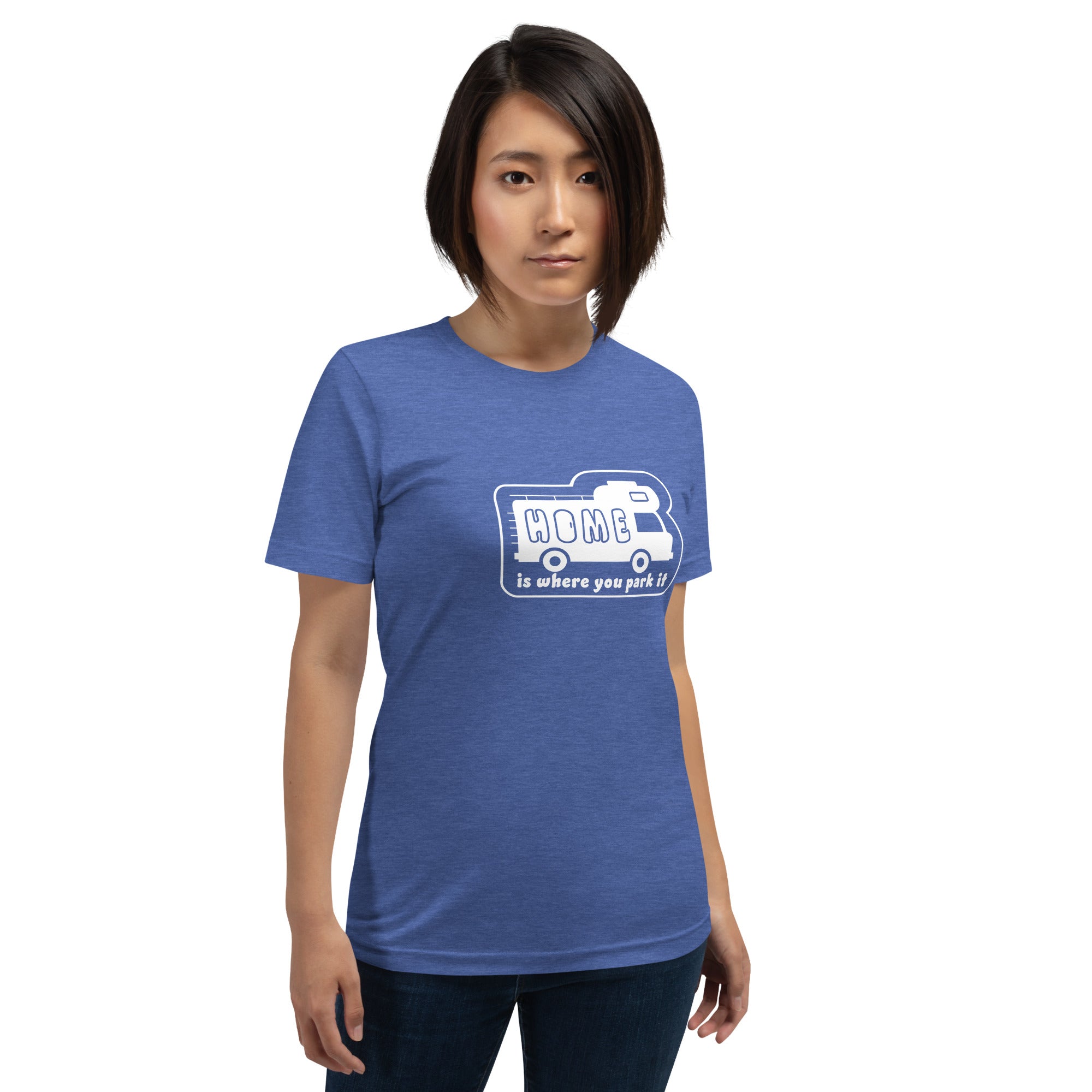 Unisex cotton t-shirt Bold Camper Van on dark heather colors