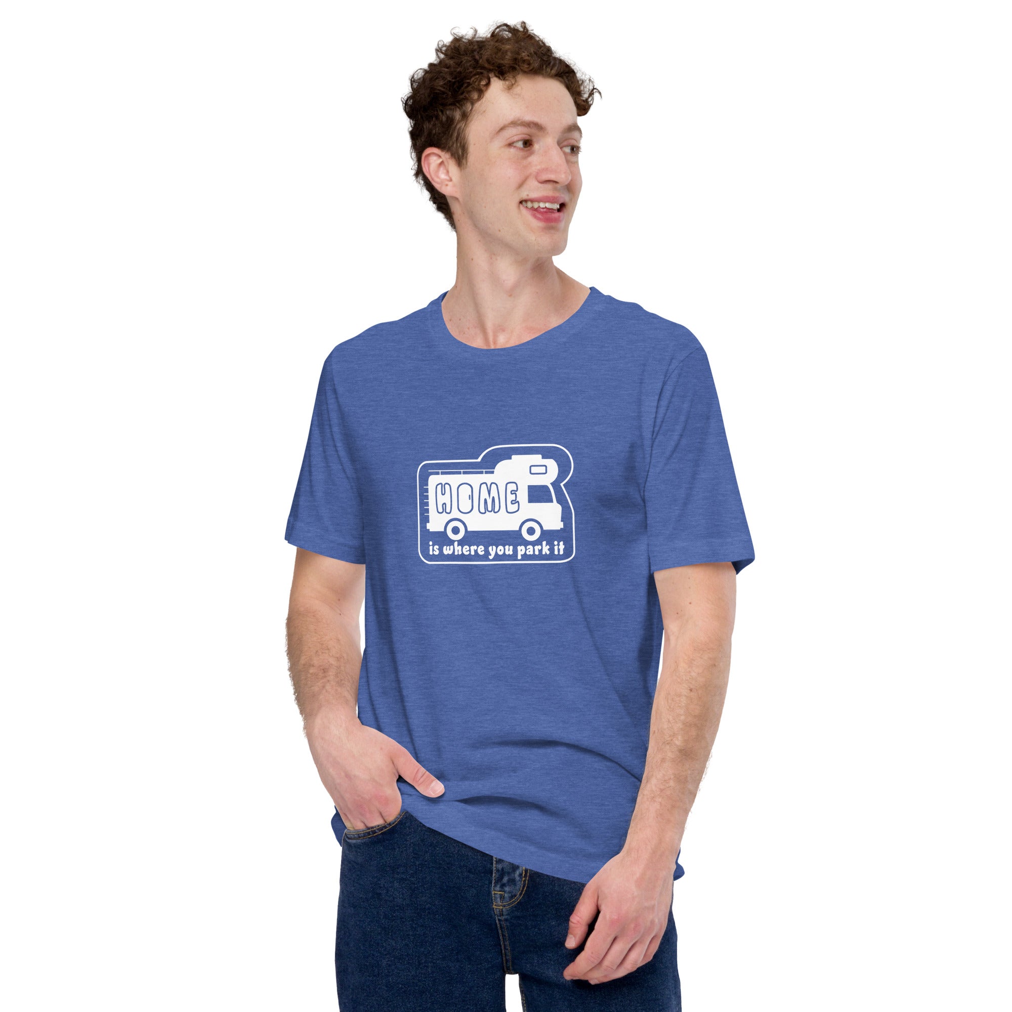 Unisex cotton t-shirt Bold Camper Van on dark heather colors