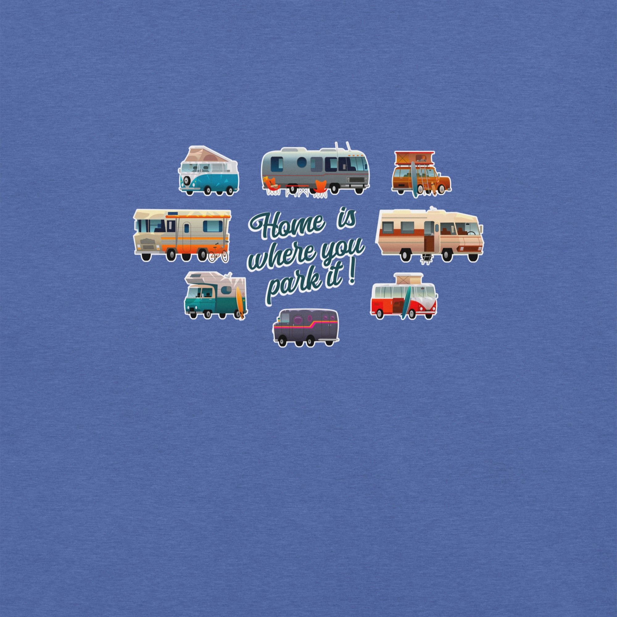 T-shirt en coton unisexe Square Vintage Campers sur couleurs chinées foncées