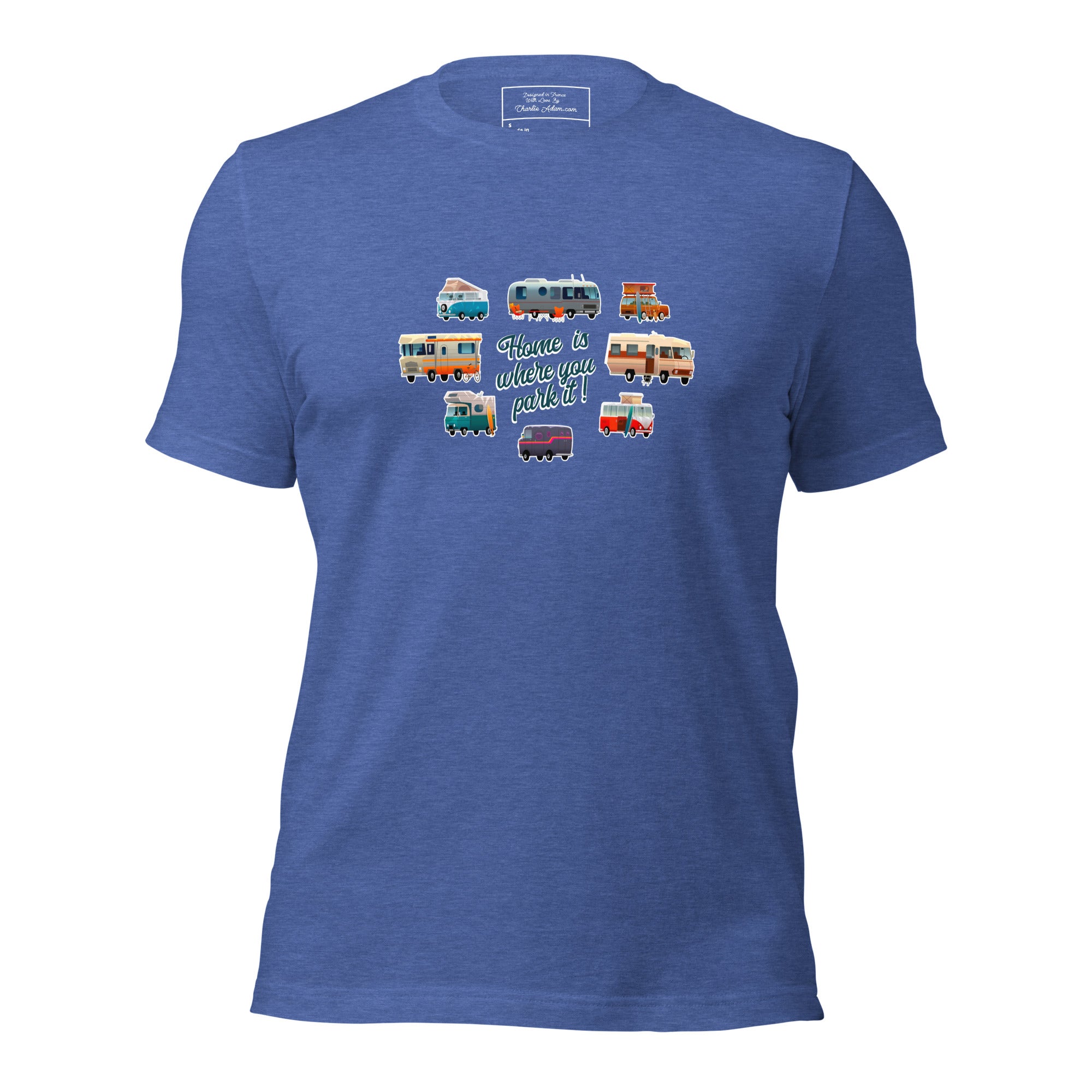 T-shirt en coton unisexe Square Vintage Campers sur couleurs chinées foncées