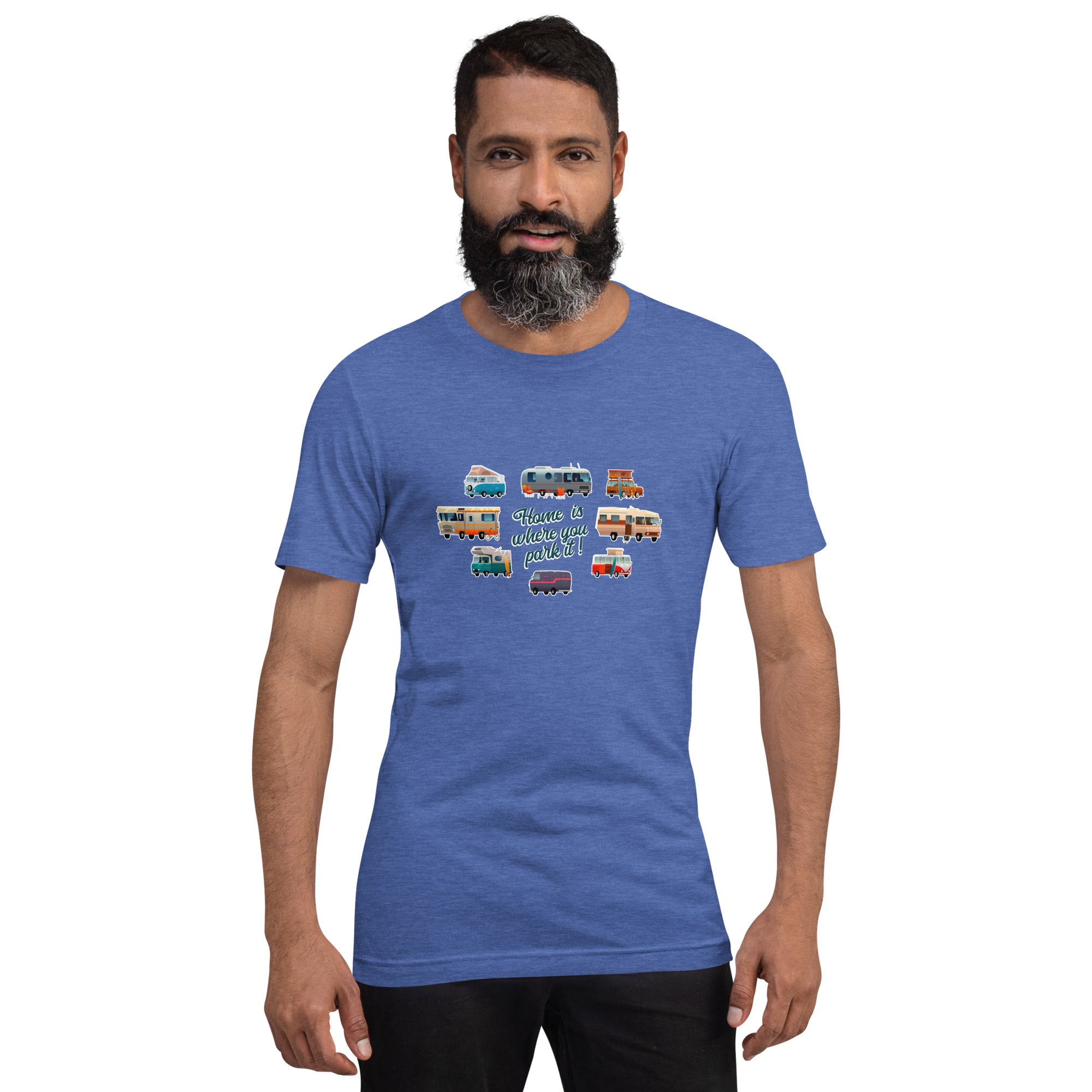 T-shirt en coton unisexe Square Vintage Campers sur couleurs chinées foncées