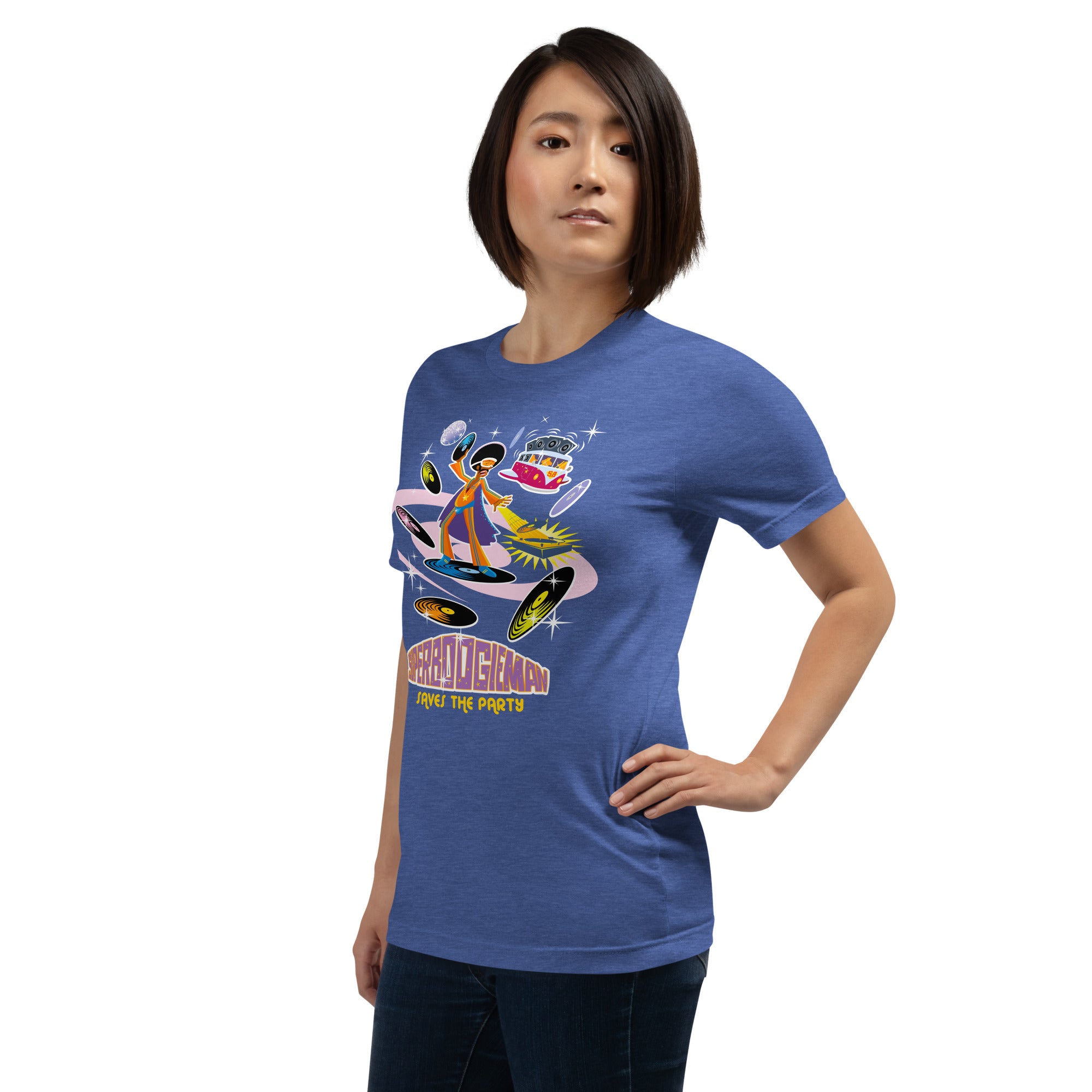 Unisex t-shirt Superboogieman saves the Party on dark heather colors