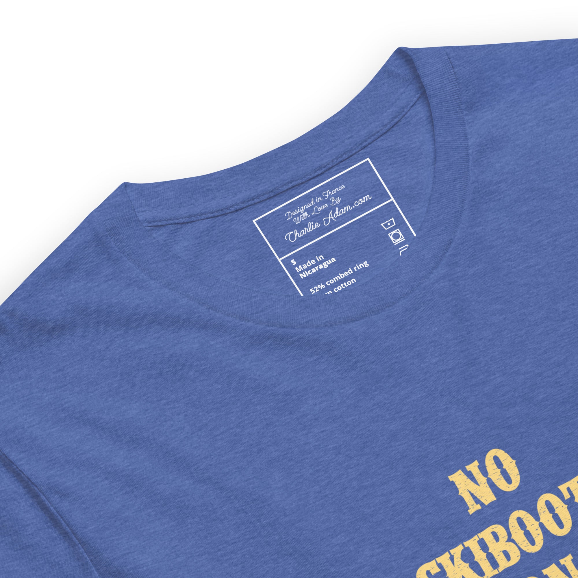 T-shirt en coton unisexe No Skiboots on Dancefloor sur fonds chinés foncés