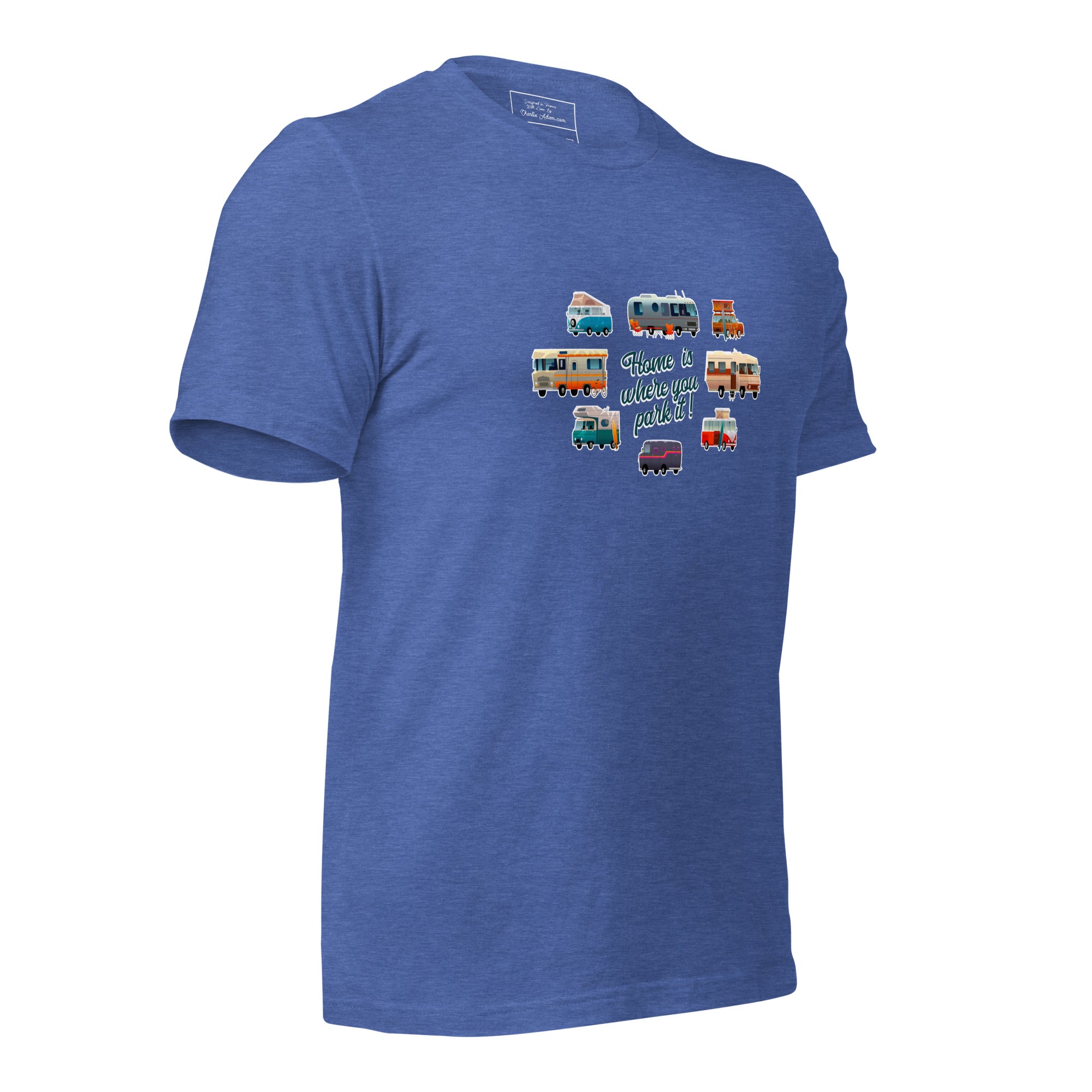 T-shirt en coton unisexe Square Vintage Campers sur couleurs chinées foncées