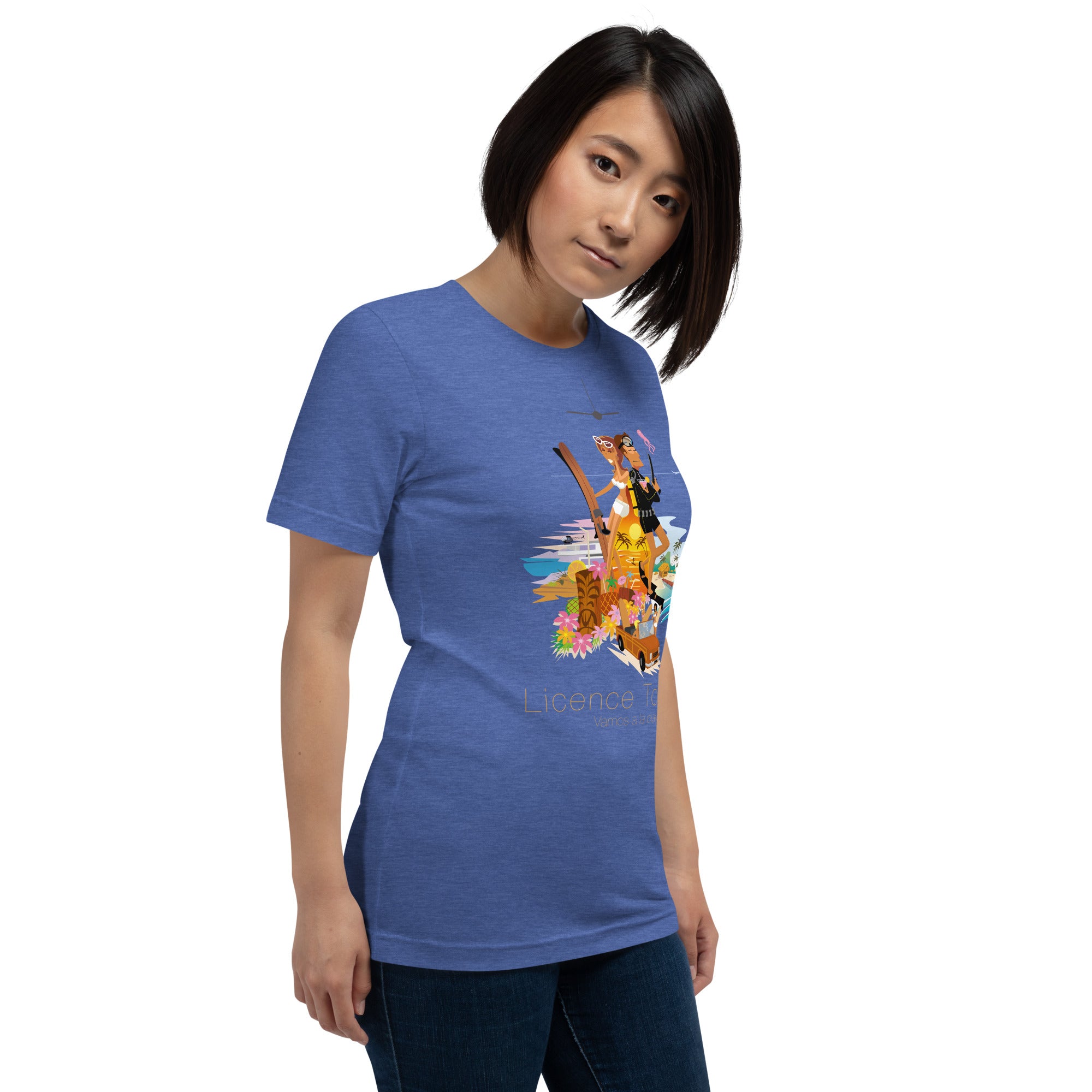 T-shirt en coton unisexe License to Chill Vamos a la playa sur couleurs chinées foncées