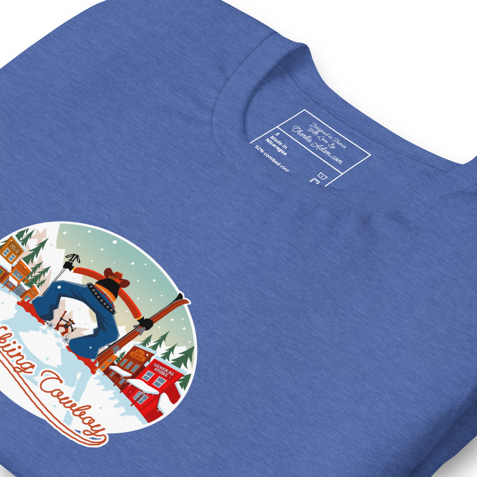 T-shirt en coton unisexe Ski Fight at OK Corral sur couleurs chinées foncées