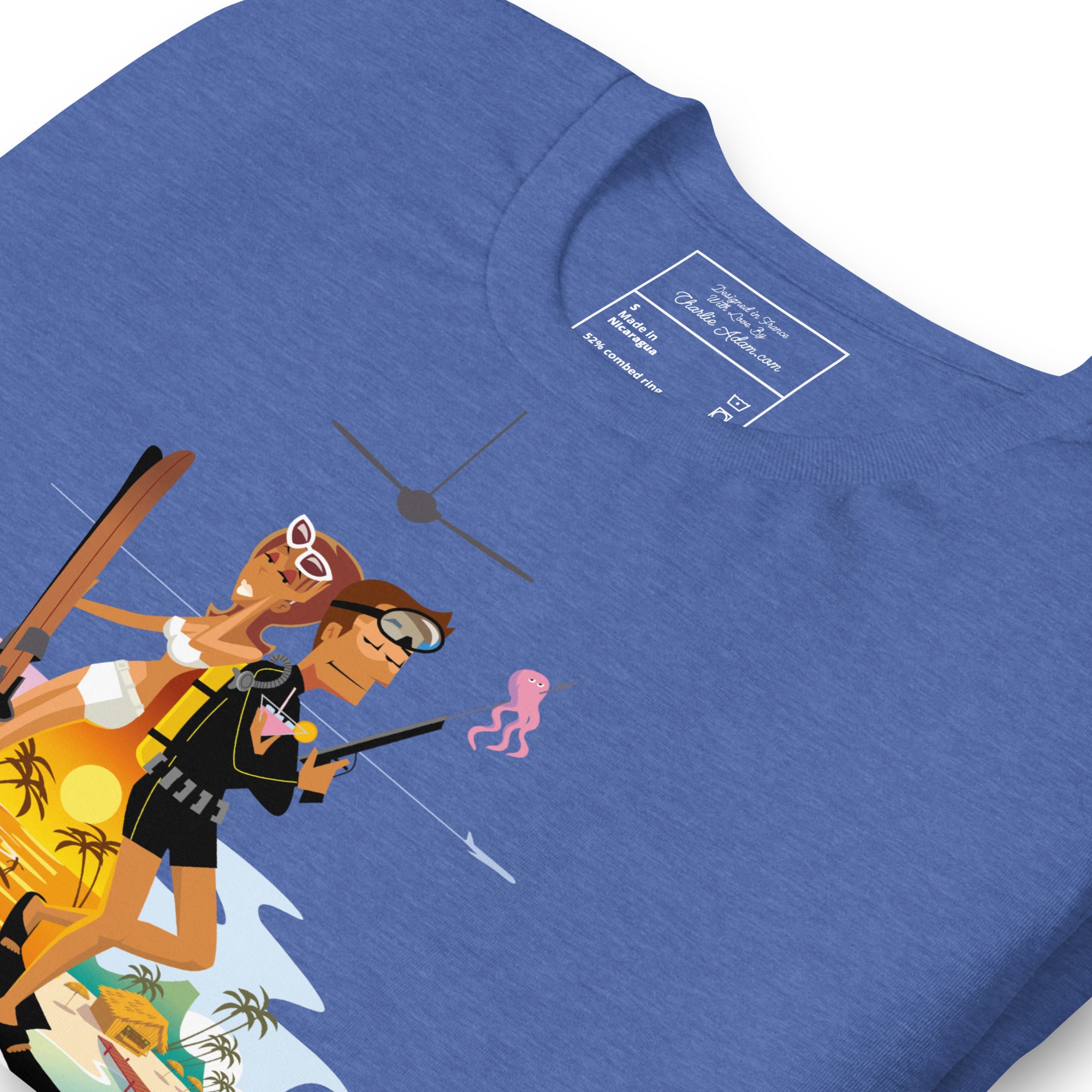 T-shirt en coton unisexe License to Chill Vamos a la playa sur couleurs chinées foncées