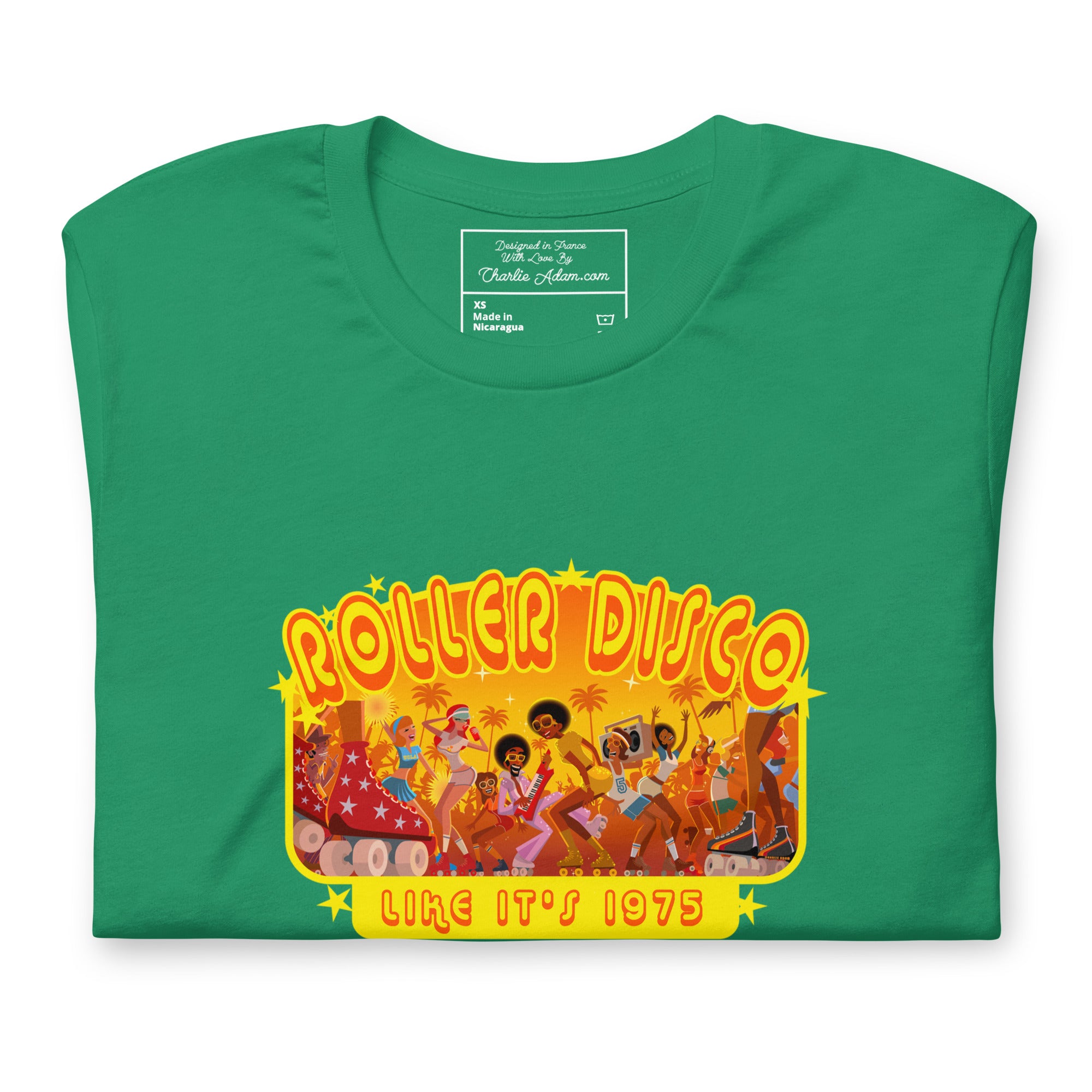 T-shirt en coton unisexe Roller Disco 1975 sur couleurs foncées