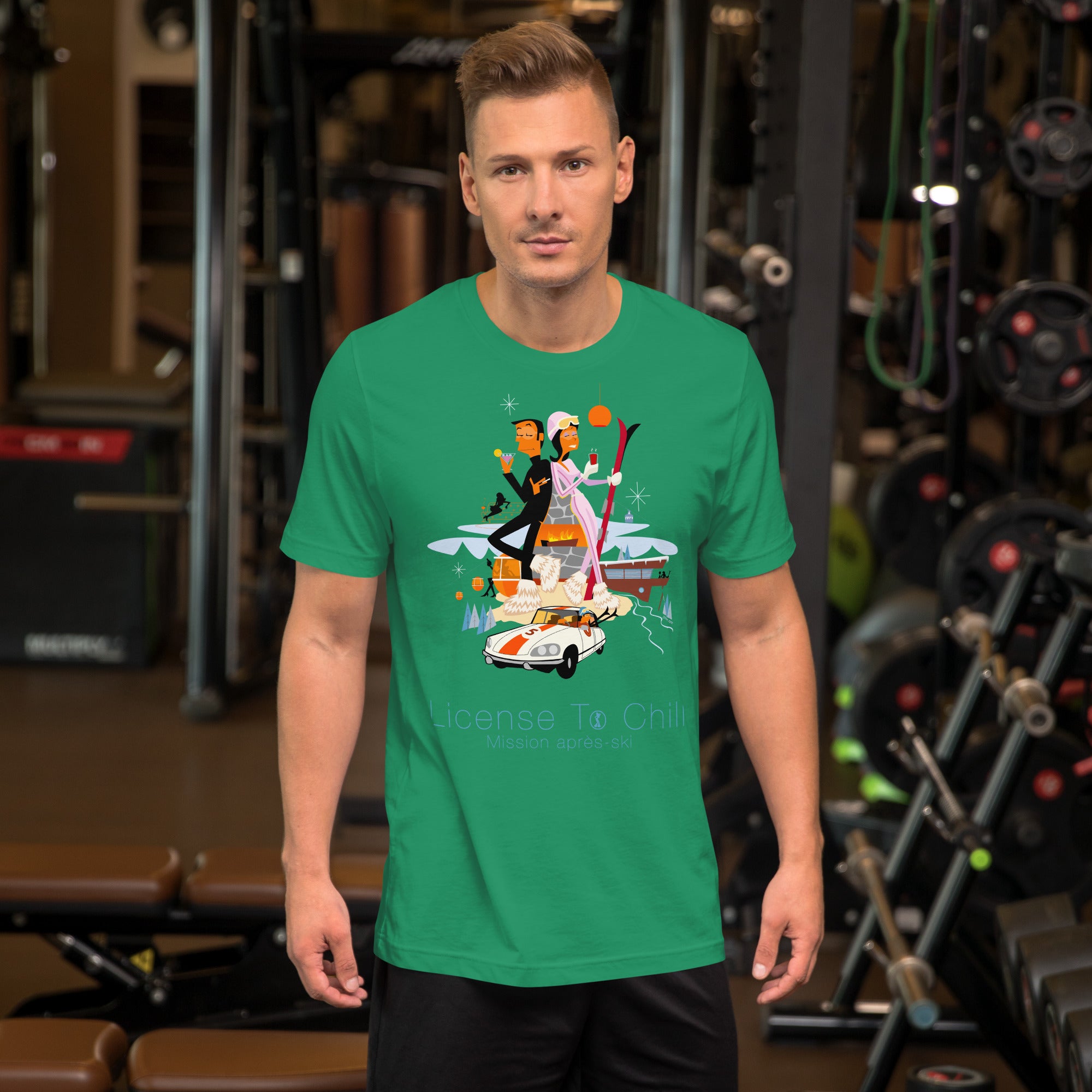 T-shirt en coton unisexe License To Chill Mission Après-Ski sur couleurs foncées