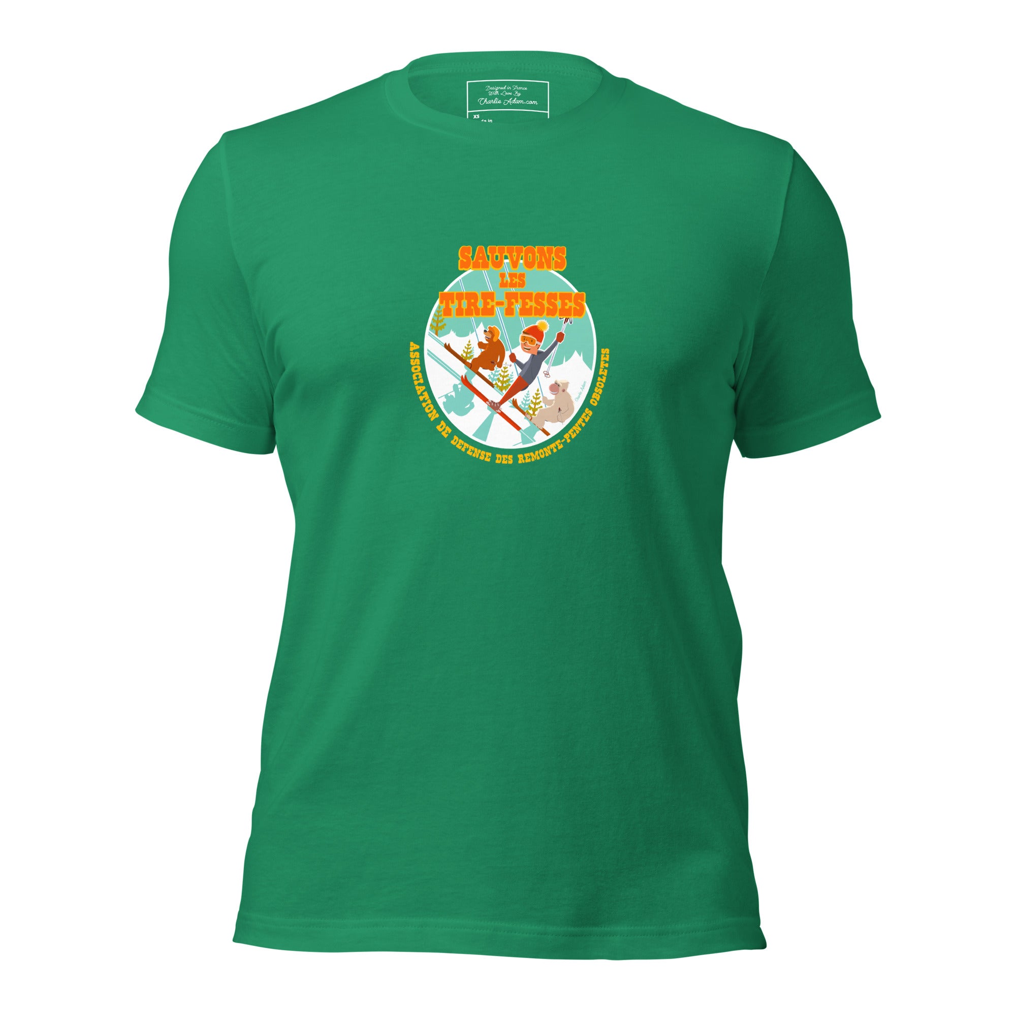 T-shirt en coton unisexe Sauvons les Tires-fesses sur couleurs foncées