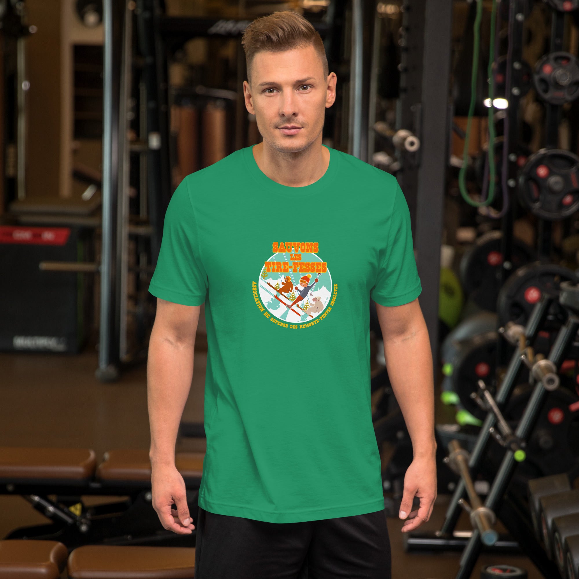 T-shirt en coton unisexe Sauvons les Tires-fesses sur couleurs foncées