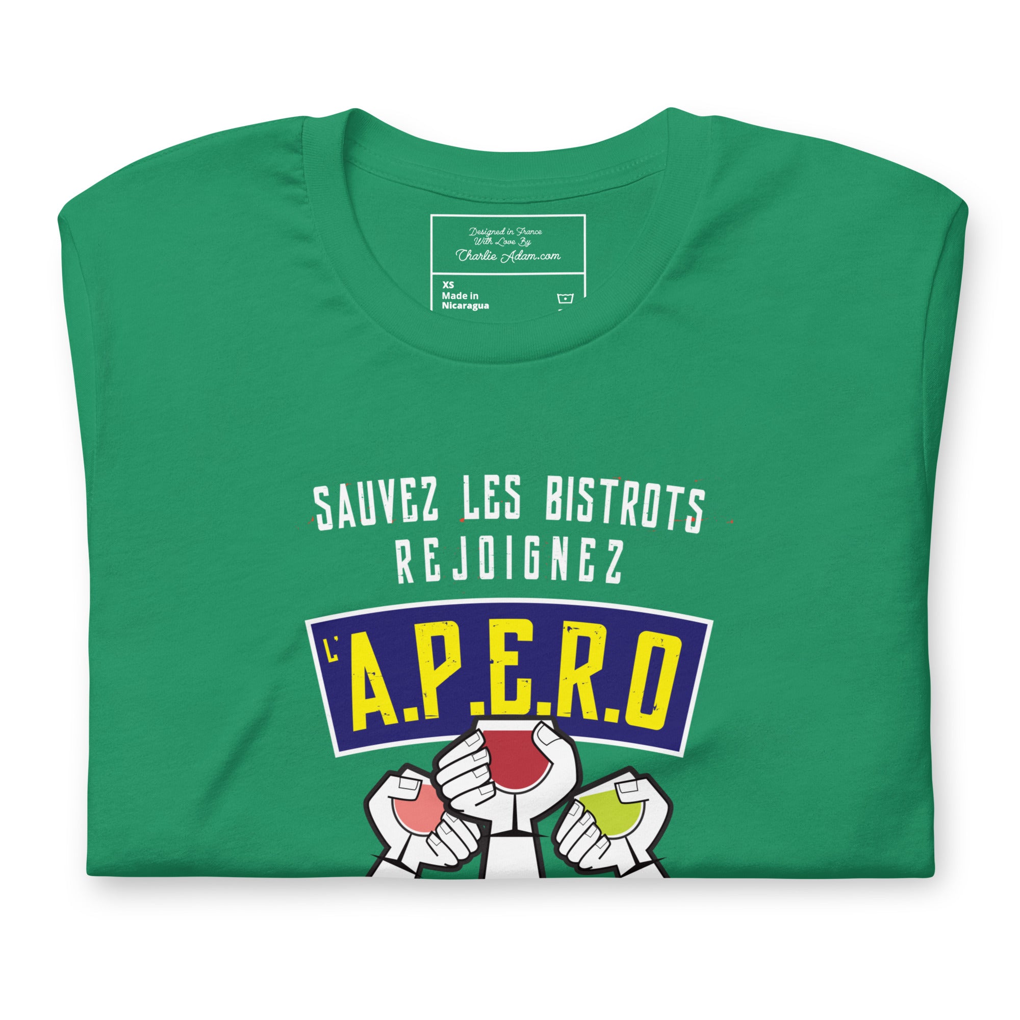 T-shirt en coton unisexe Sauvez les Bistrots, rejoignez l'Apéro sur couleurs foncées