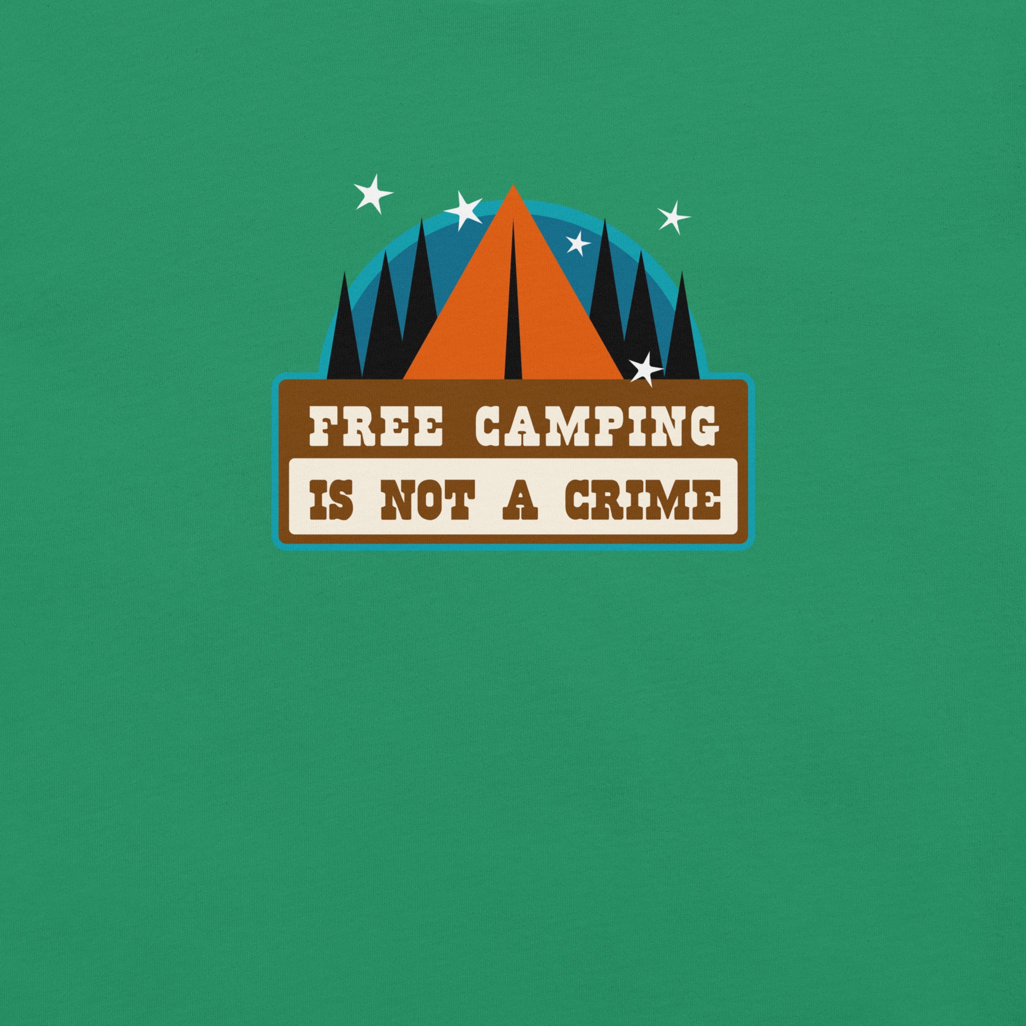 Unisex cotton t-shirt Free Camping is not a Crime on greens