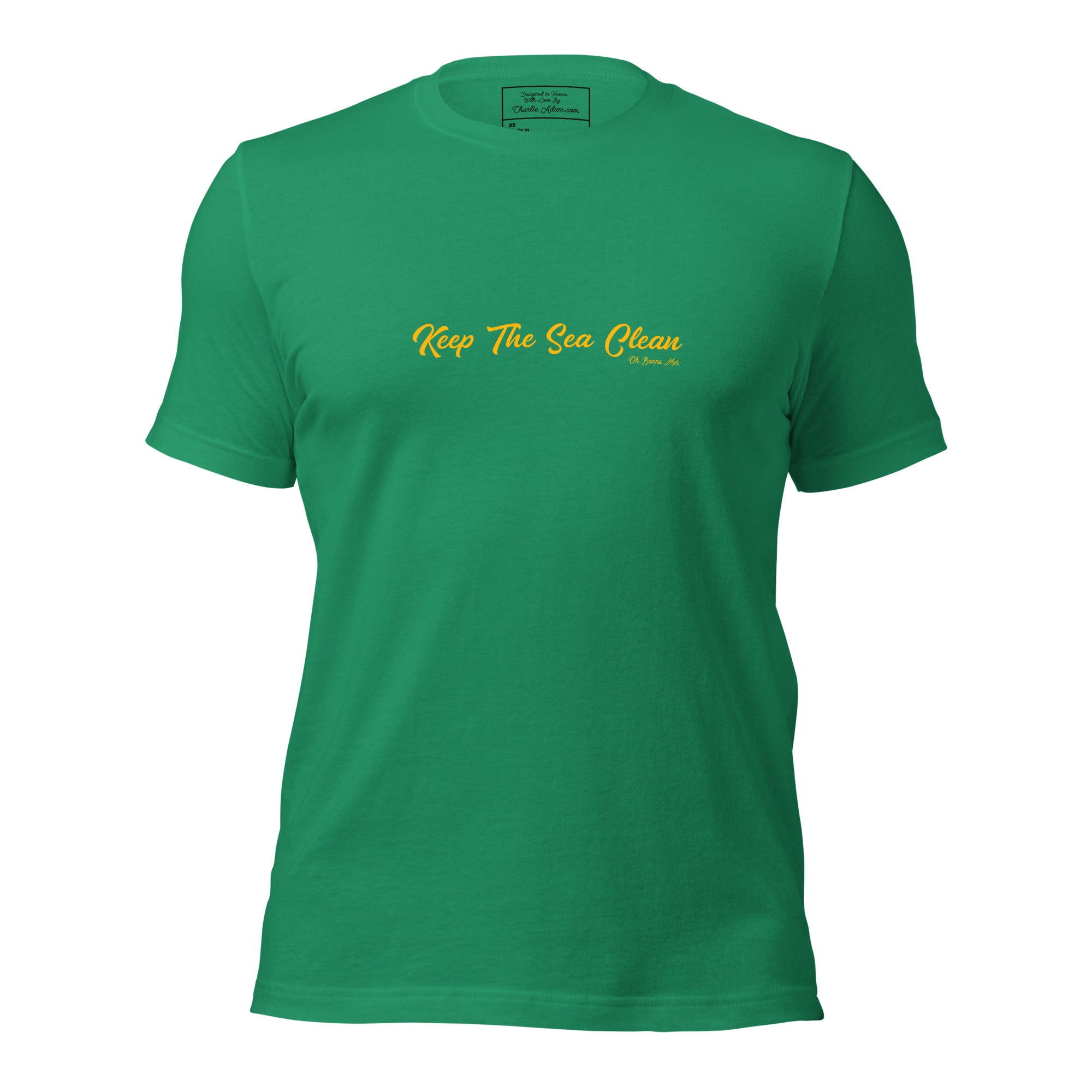 Unisex cotton t-shirt Keep The Sea Clean on greens