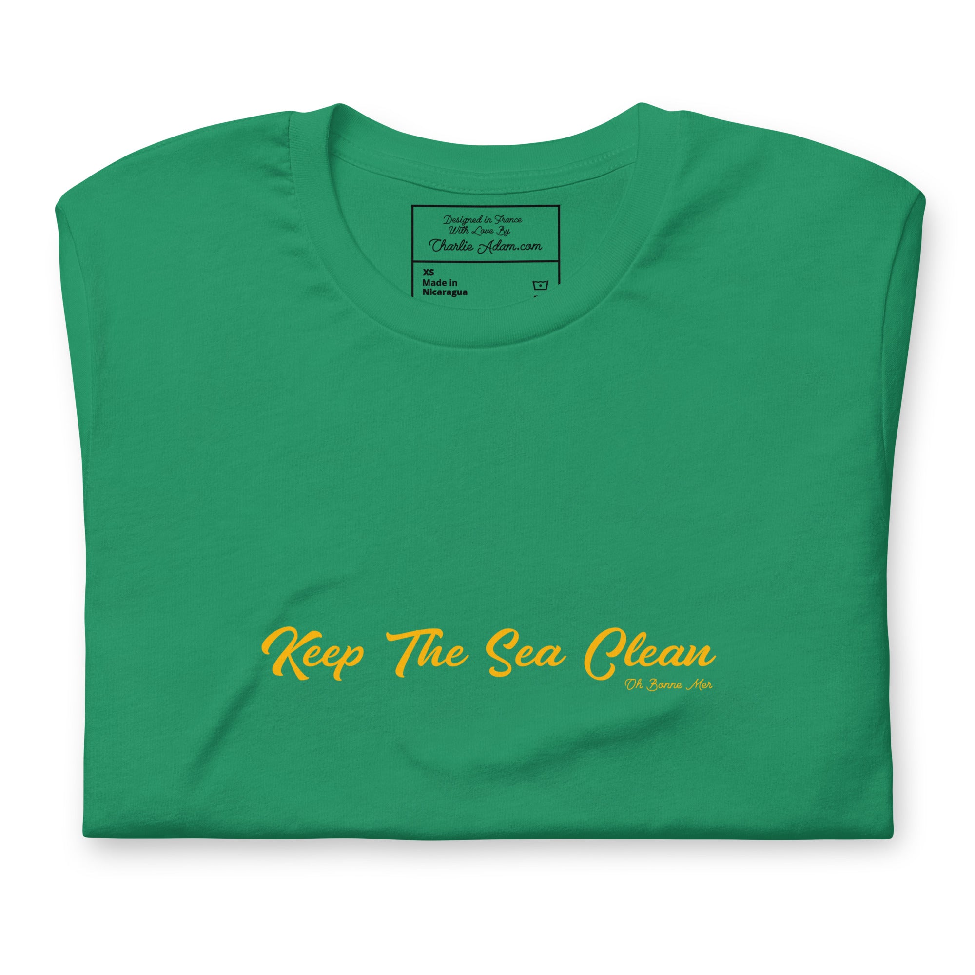 Unisex cotton t-shirt Keep The Sea Clean on greens