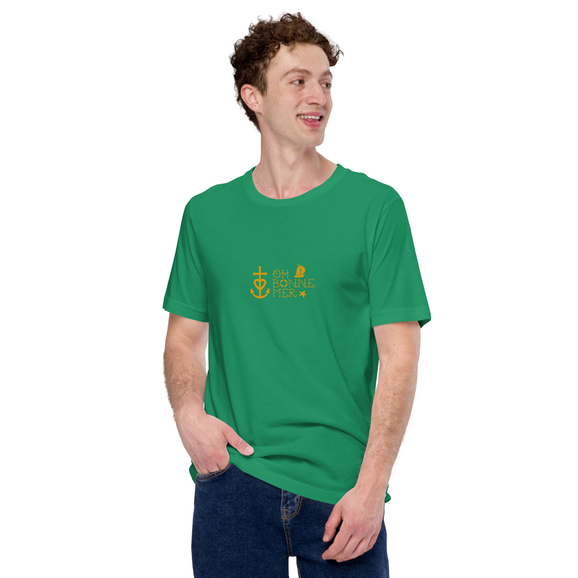 Unisex cotton t-shirt Oh Bonne Mer 2 on greens