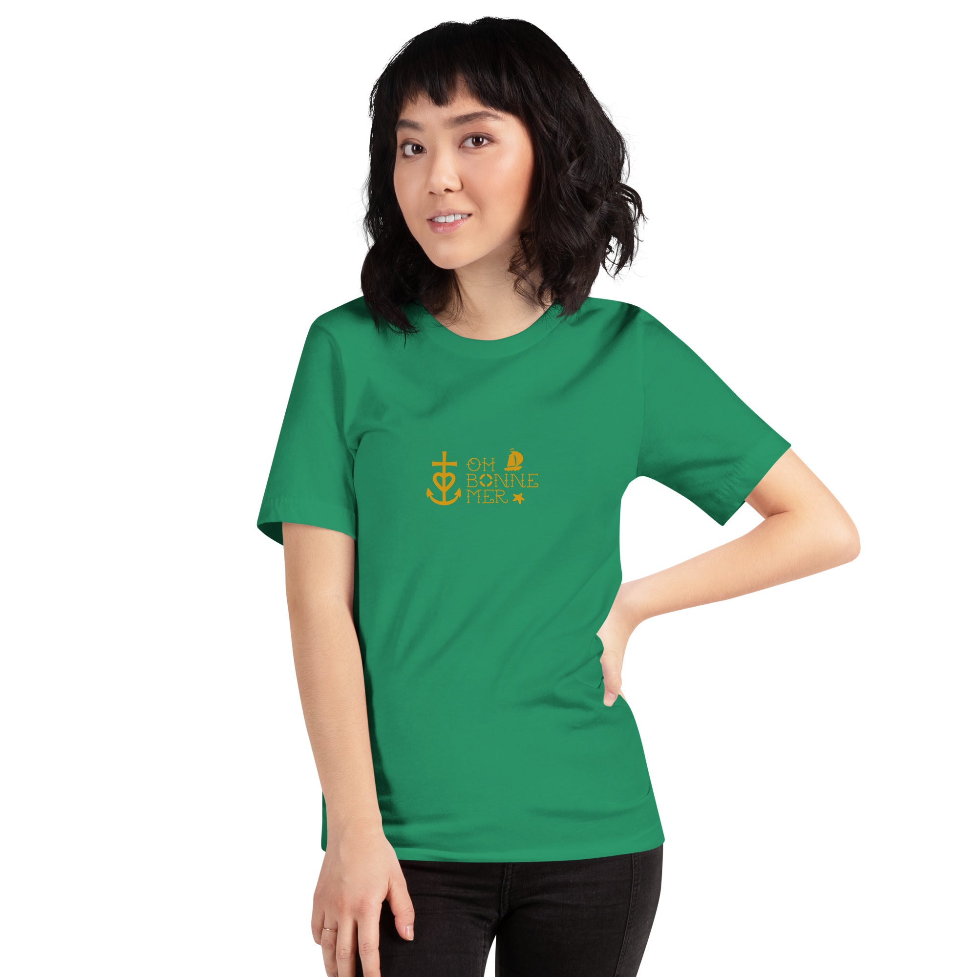 Unisex cotton t-shirt Oh Bonne Mer 2 on greens