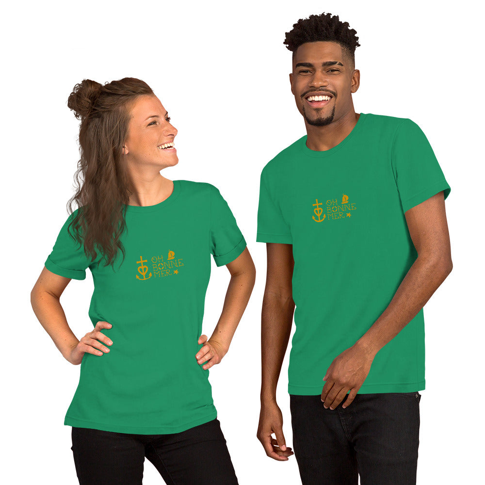 Unisex cotton t-shirt Oh Bonne Mer 2 on greens